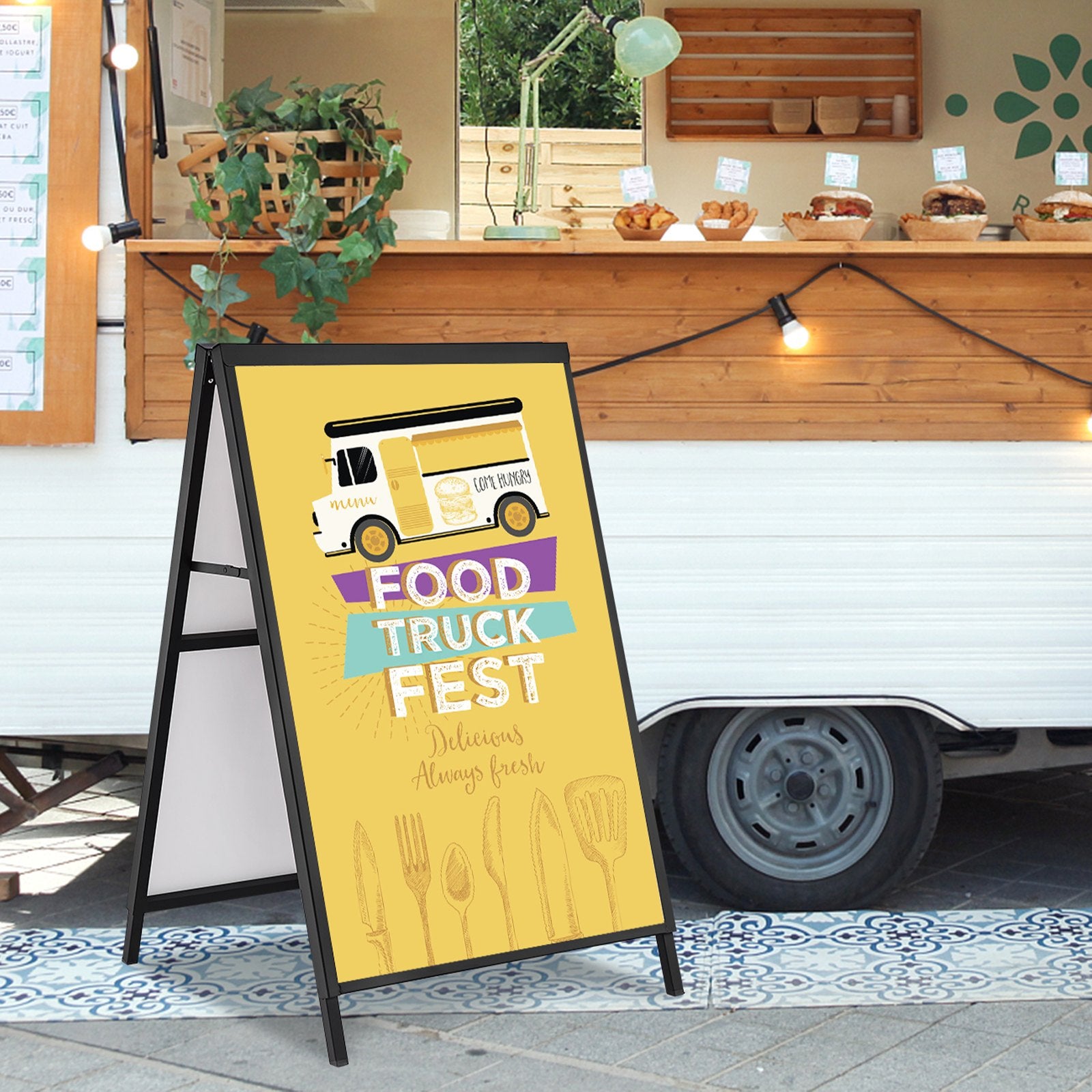 A Frame Sidewalk Sign 61x91cm Heavy Duty Double-Sided Steel Pavement Frame Only
