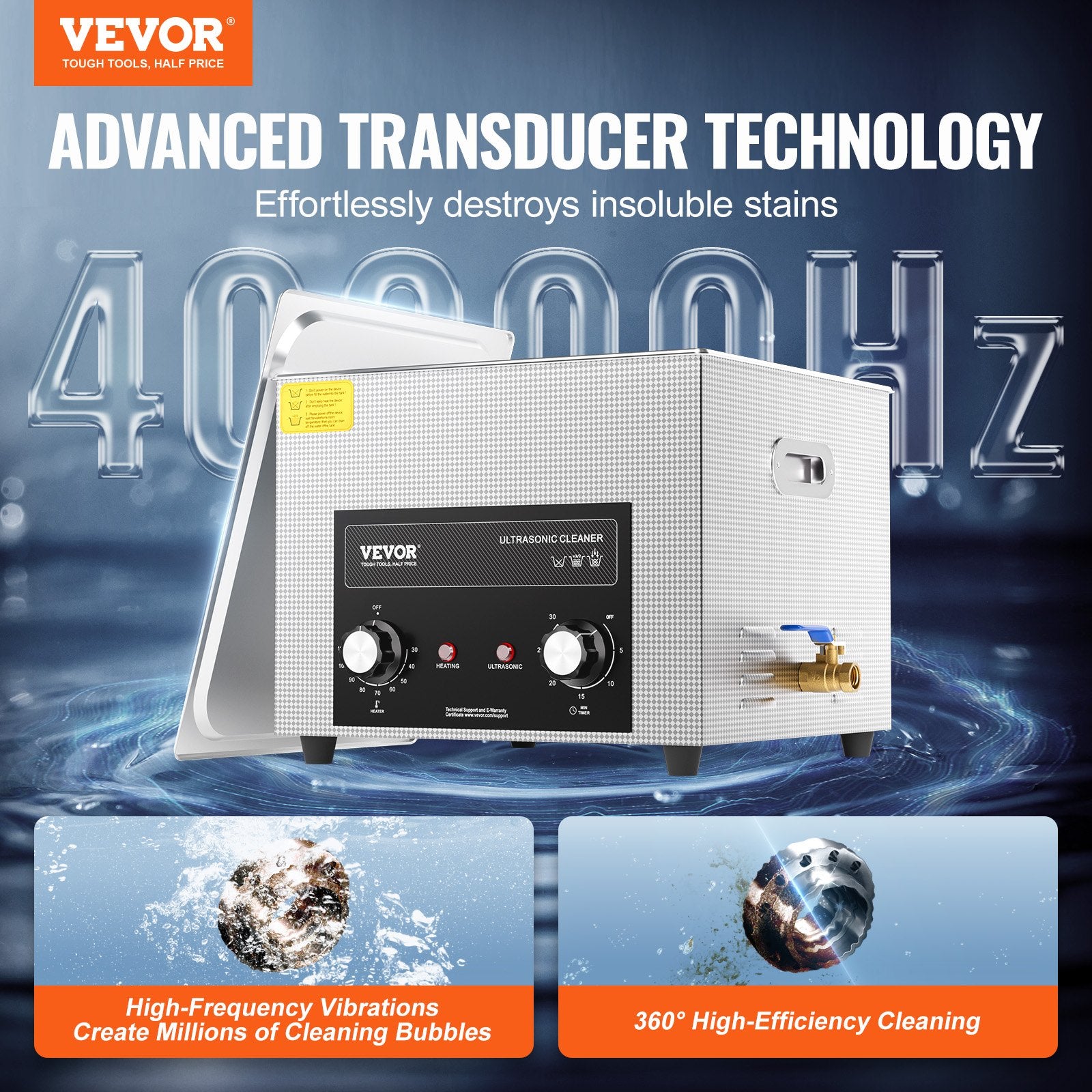 Ultrasonic Cleaner 15L with Heater Timer Basket Professional Digital 360W