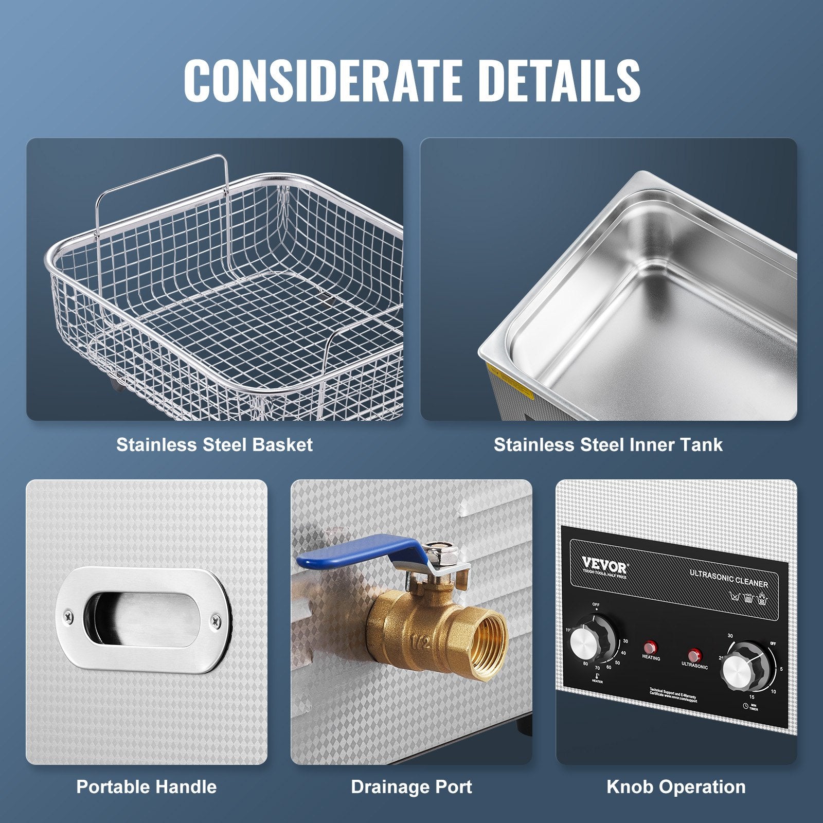 Ultrasonic Cleaner 15L with Heater Timer Basket Professional Digital 360W
