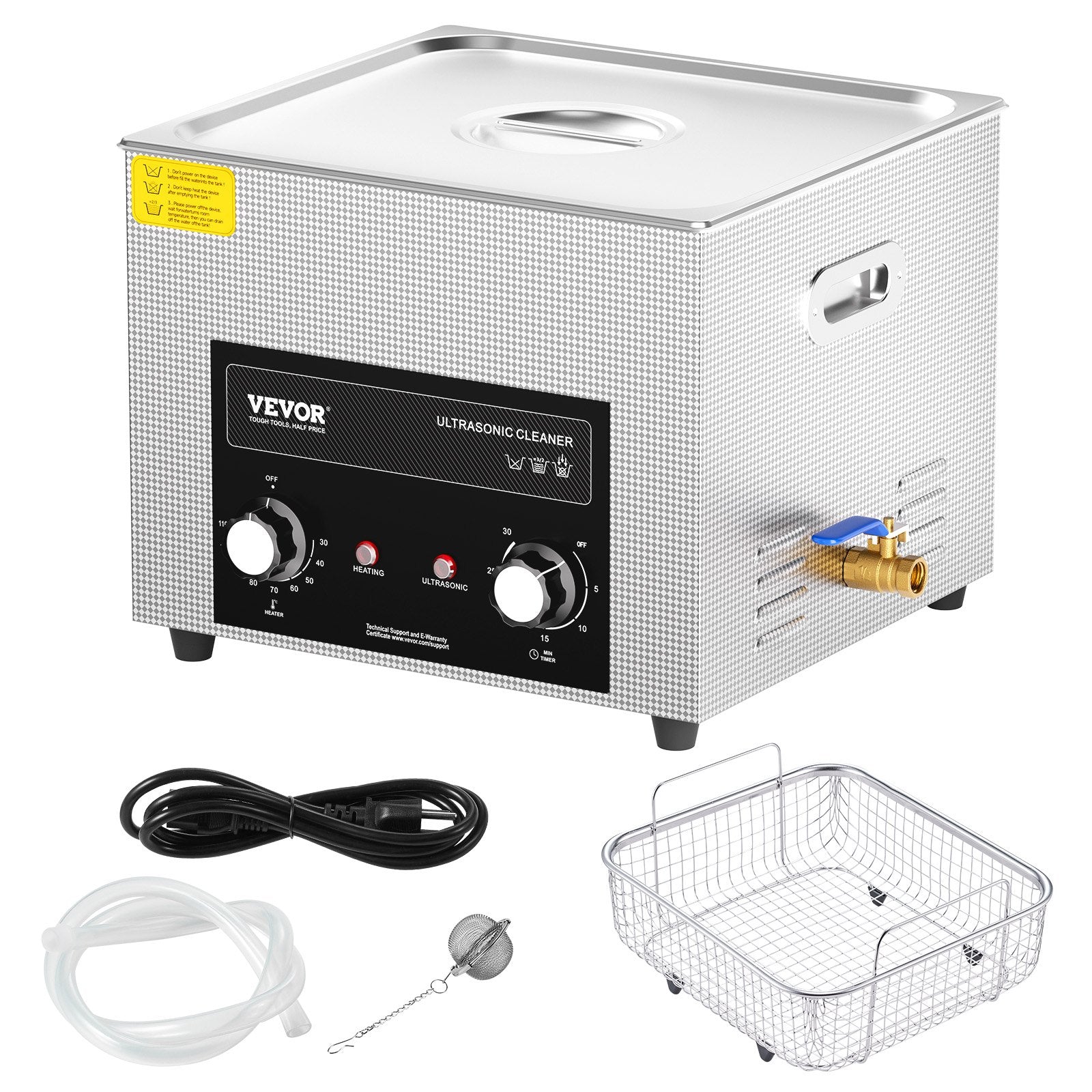 Ultrasonic Cleaner 15L with Heater Timer Basket Professional Digital 360W