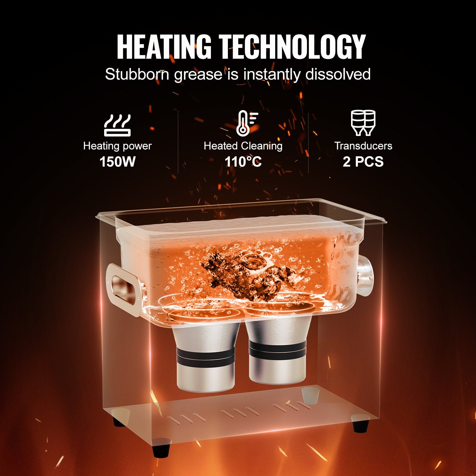 Ultrasonic Cleaner 3L with Heater Timer Basket Professional Digital 120W