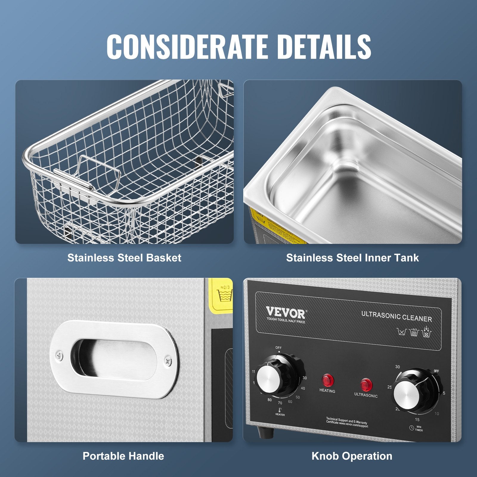 Ultrasonic Cleaner 3L with Heater Timer Basket Professional Digital 120W