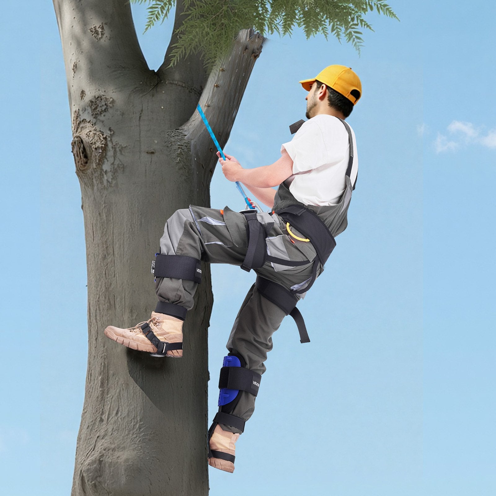 Tree Climbing Spikes Set Height-Adjustable Steel Climb Spurs Straps Harness