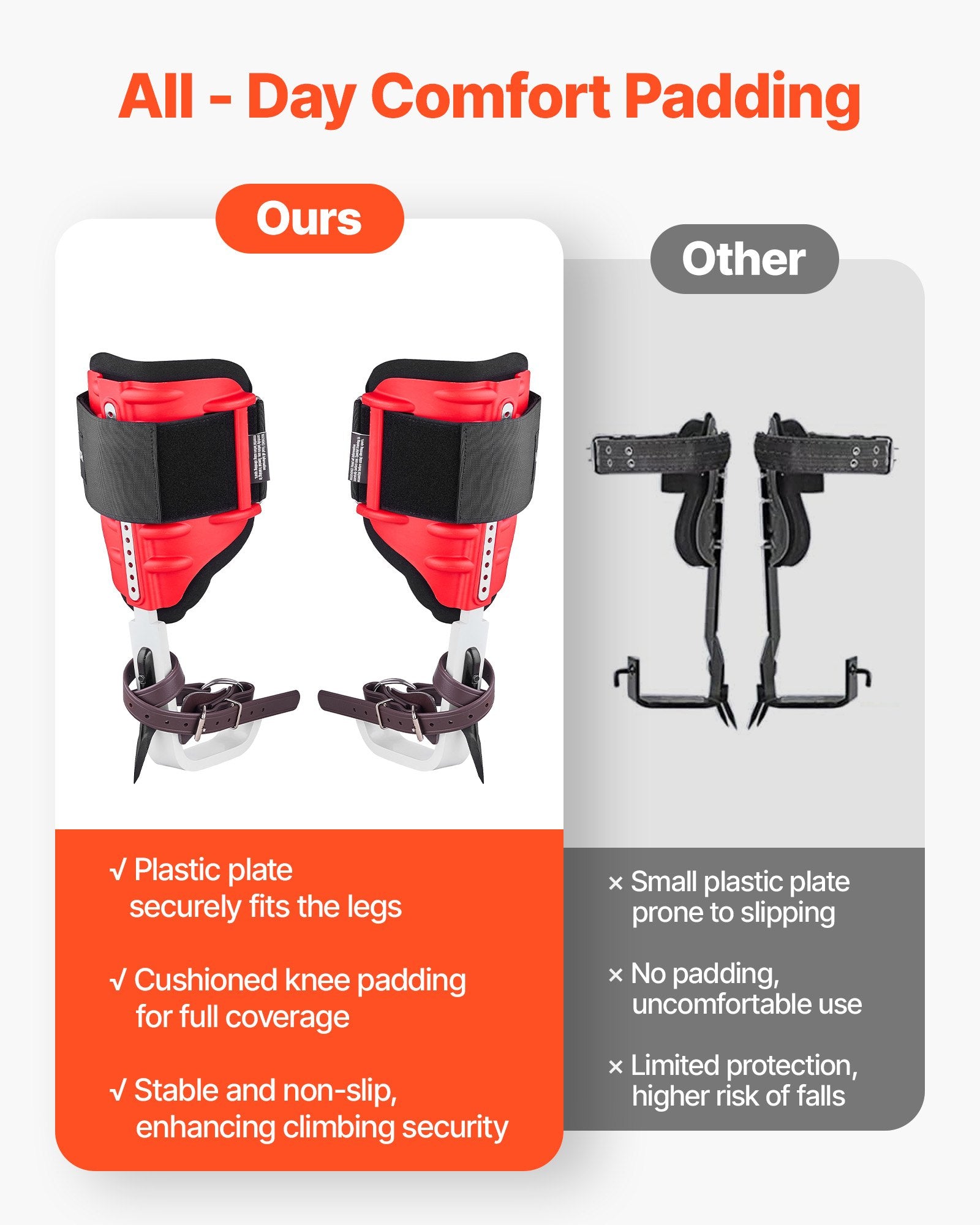 Tree Climbing Spikes Set Height-Adjustable Aluminum Climb Spurs Straps 159kg