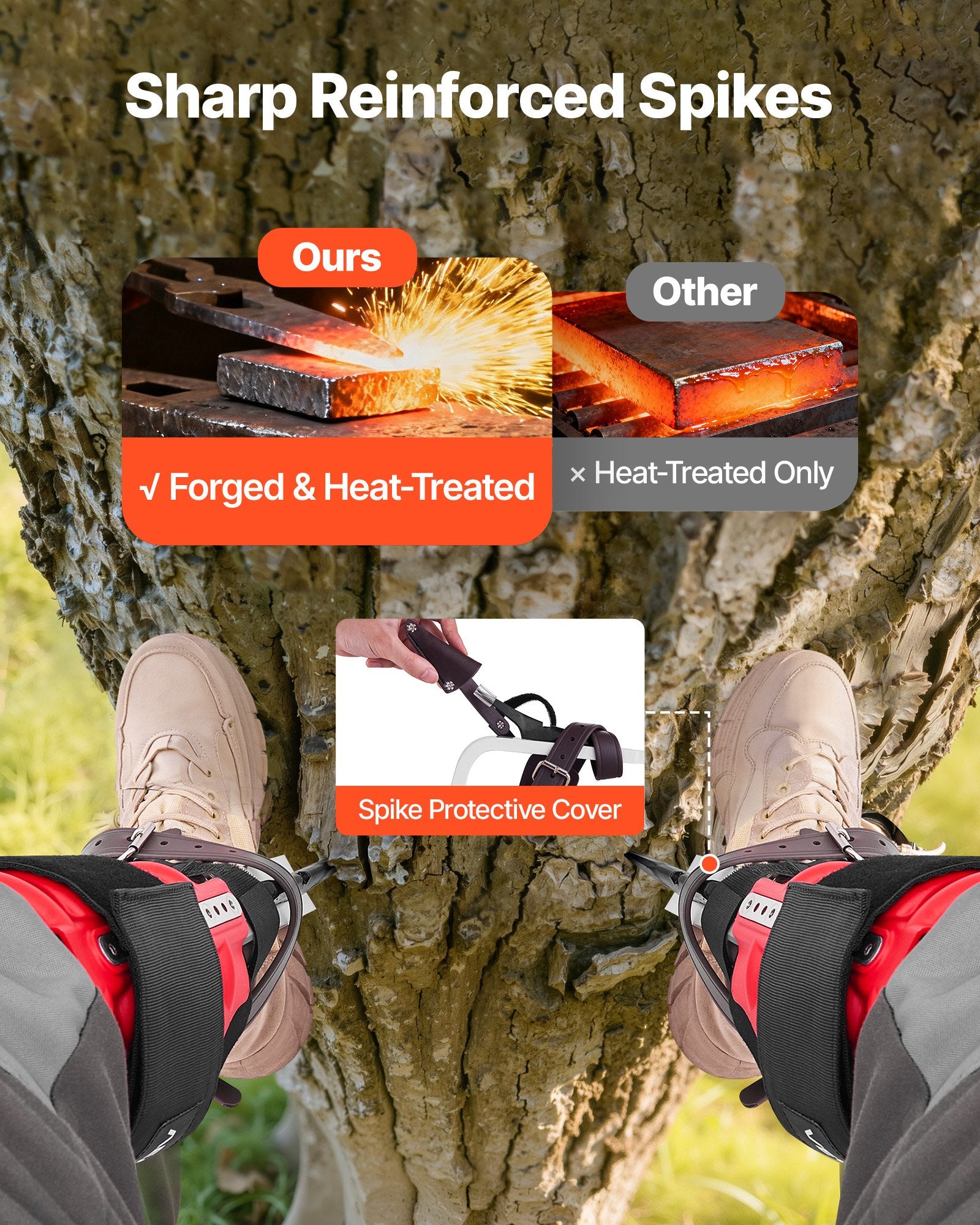 Tree Climbing Spikes Set Height-Adjustable Aluminum Climb Spurs Straps 159kg