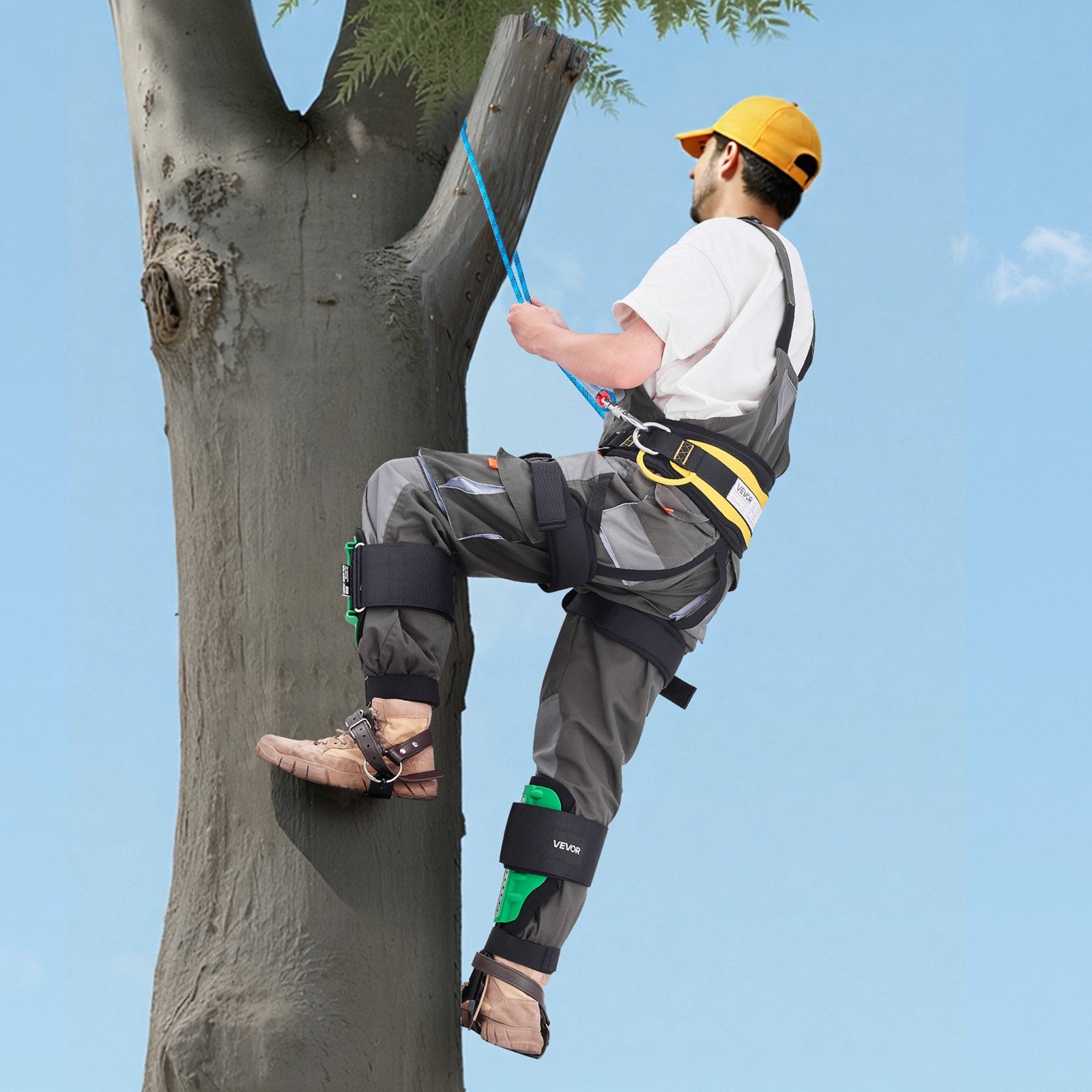 Tree Climbing Spikes Set Height-Adjustable Straps Spike Protectors 159kg