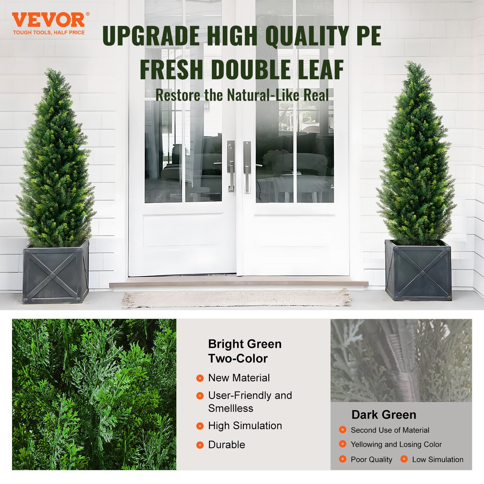 Topiary Tree Artificial Cedar 48 Inch 2 Pieces Faux Evergreen Leaves Pot