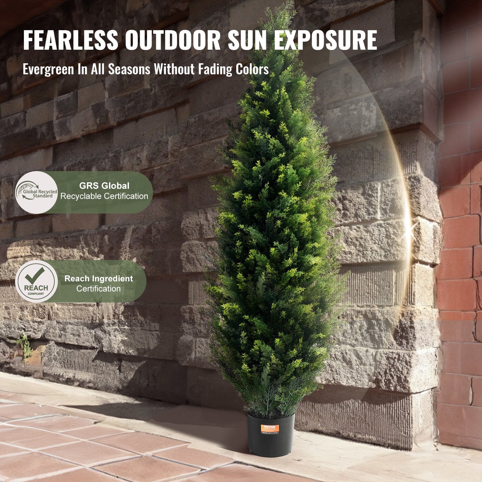 Topiary Tree Artificial Cedar 48 Inch 2 Pieces Faux Evergreen Leaves Pot