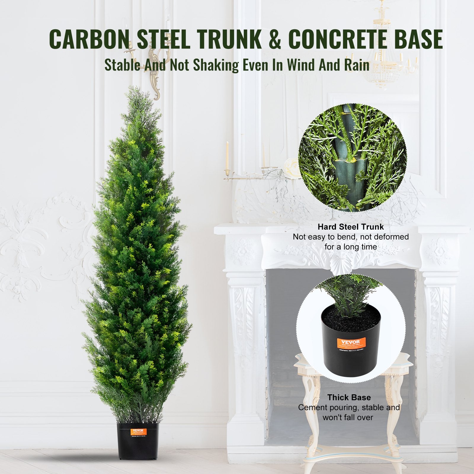 Topiary Tree Artificial Cedar 48 Inch 2 Pieces Faux Evergreen Leaves Pot