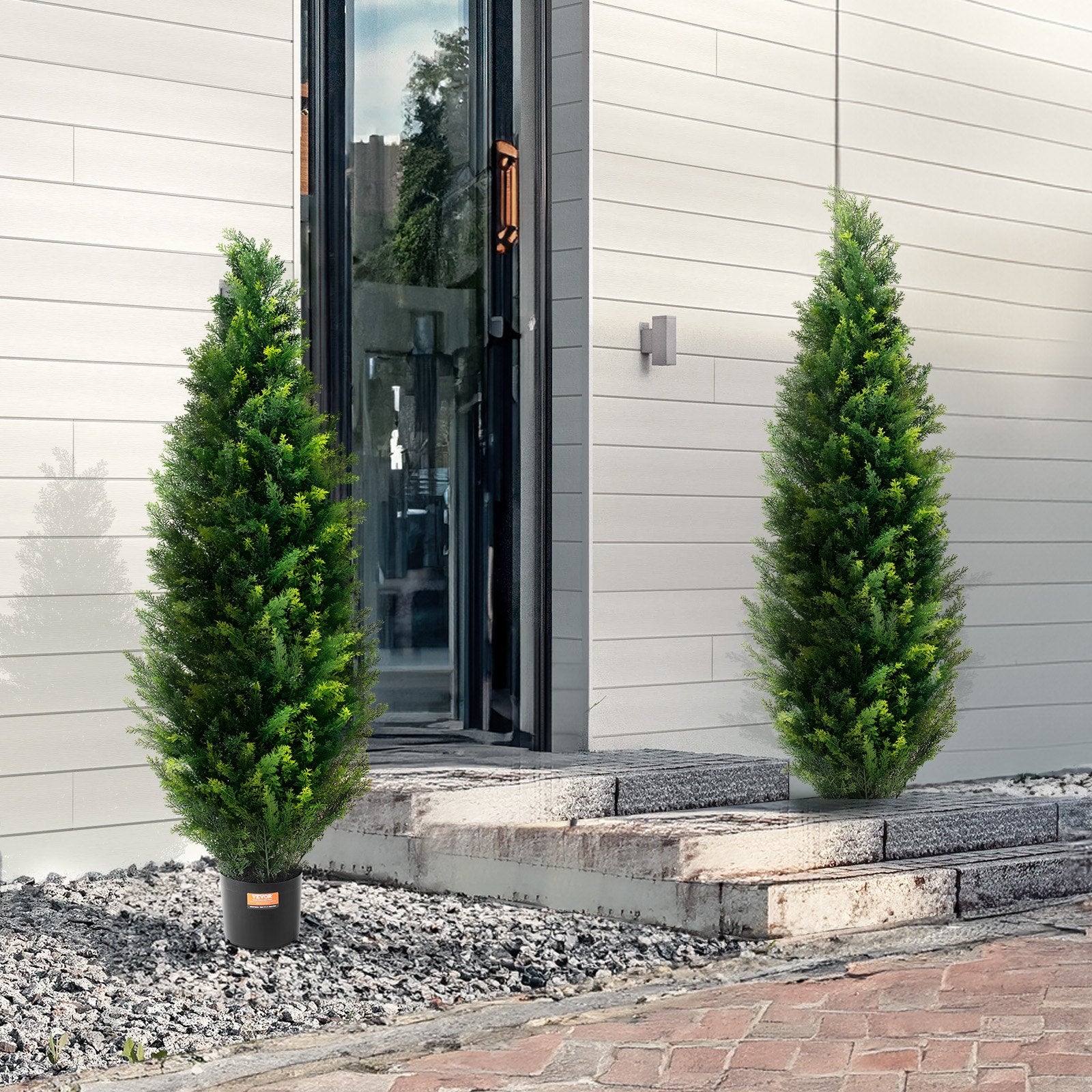 Topiary Tree Artificial Cedar 48 Inch 2 Pieces Faux Evergreen Leaves Pot