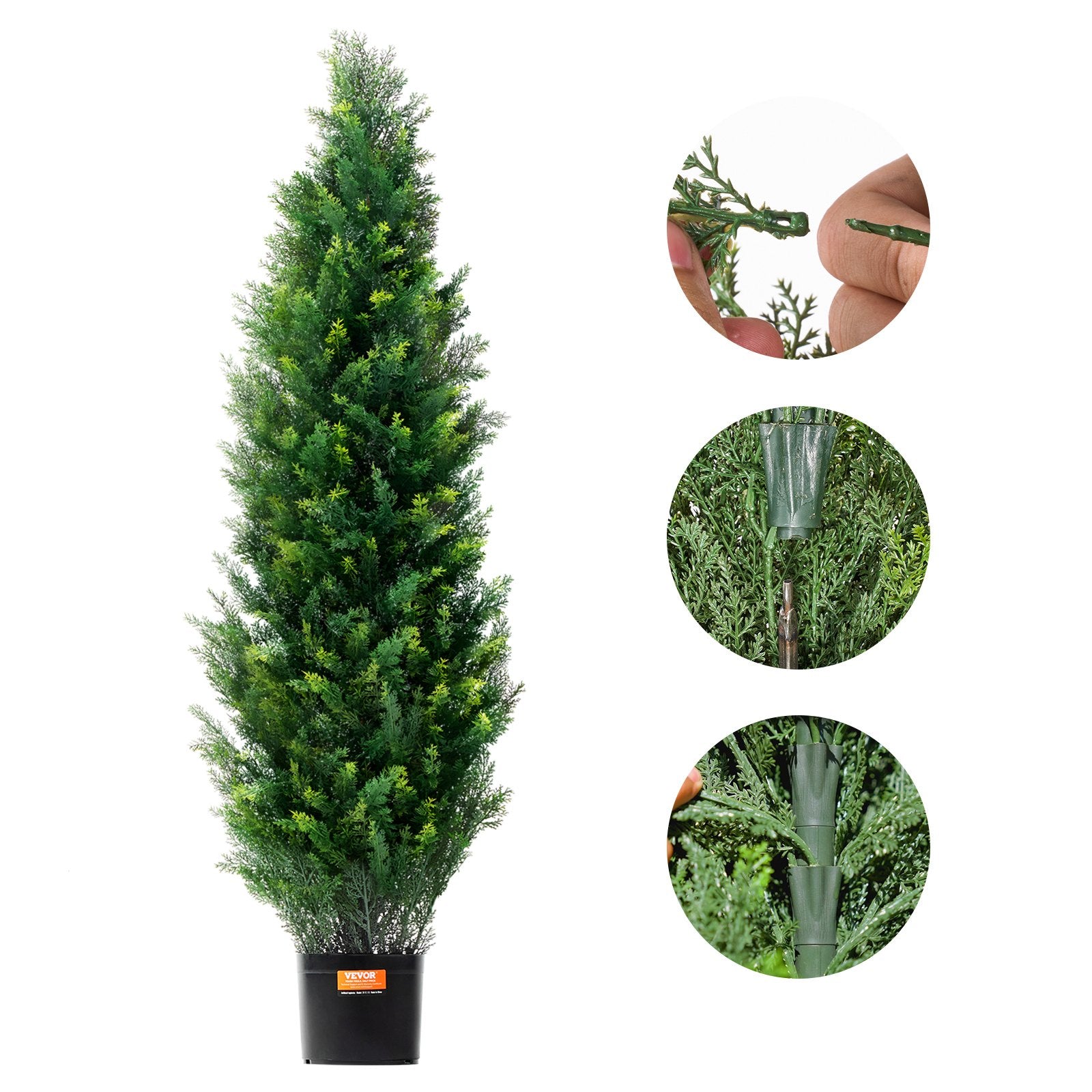 Topiary Tree Artificial Cedar 48 Inch 2 Pieces Faux Evergreen Leaves Pot