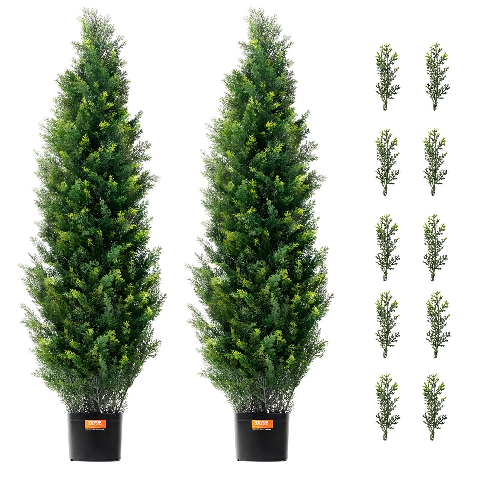 Topiary Tree Artificial Cedar 48 Inch 2 Pieces Faux Evergreen Leaves Pot