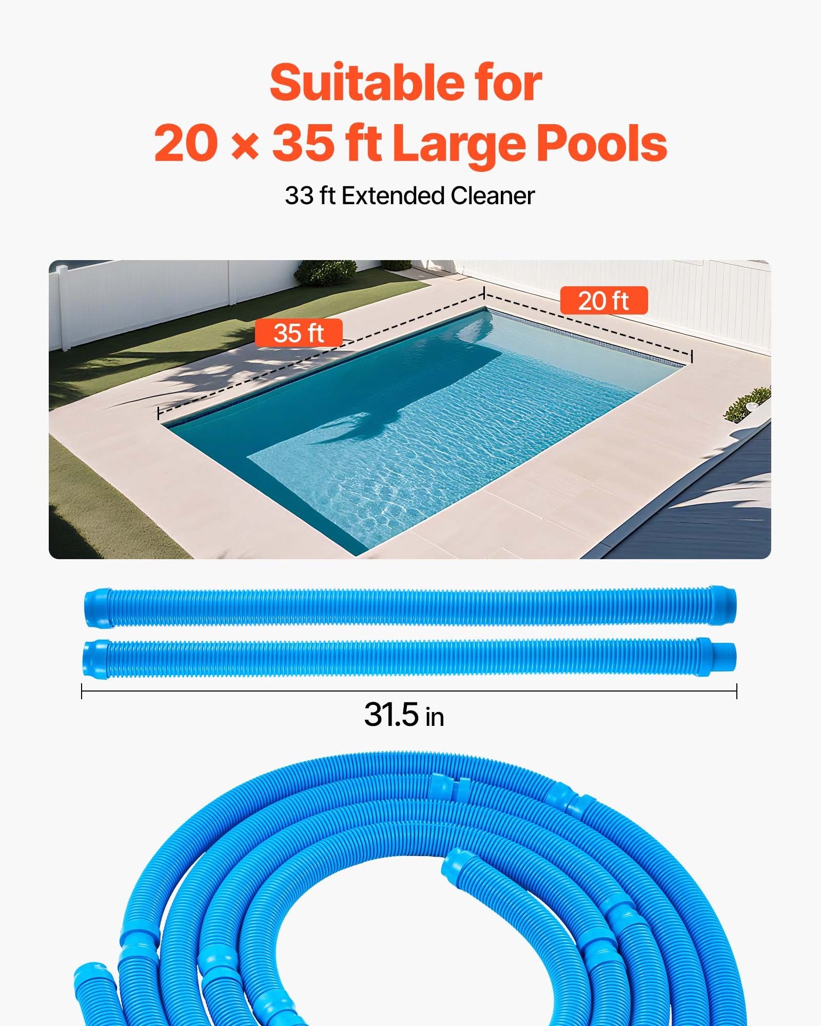 Suction Pool Cleaner Automatic Vacuum with 12 Hoses for In-Ground