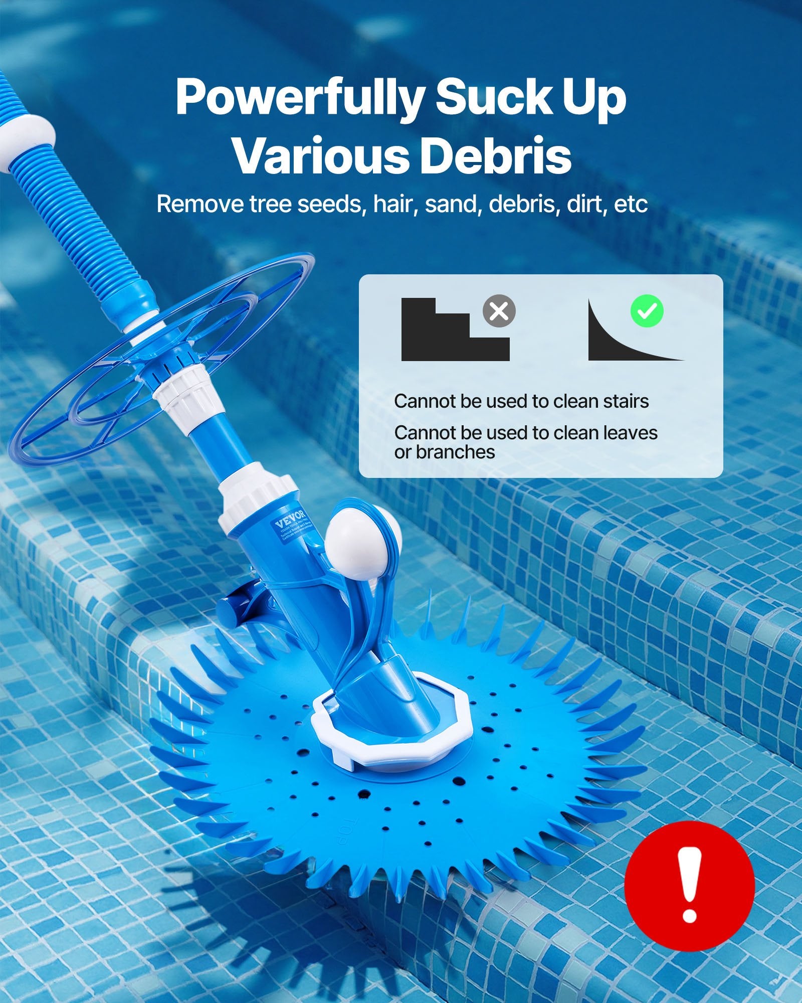 Suction Pool Cleaner Automatic Vacuum with 12 Hoses for In-Ground
