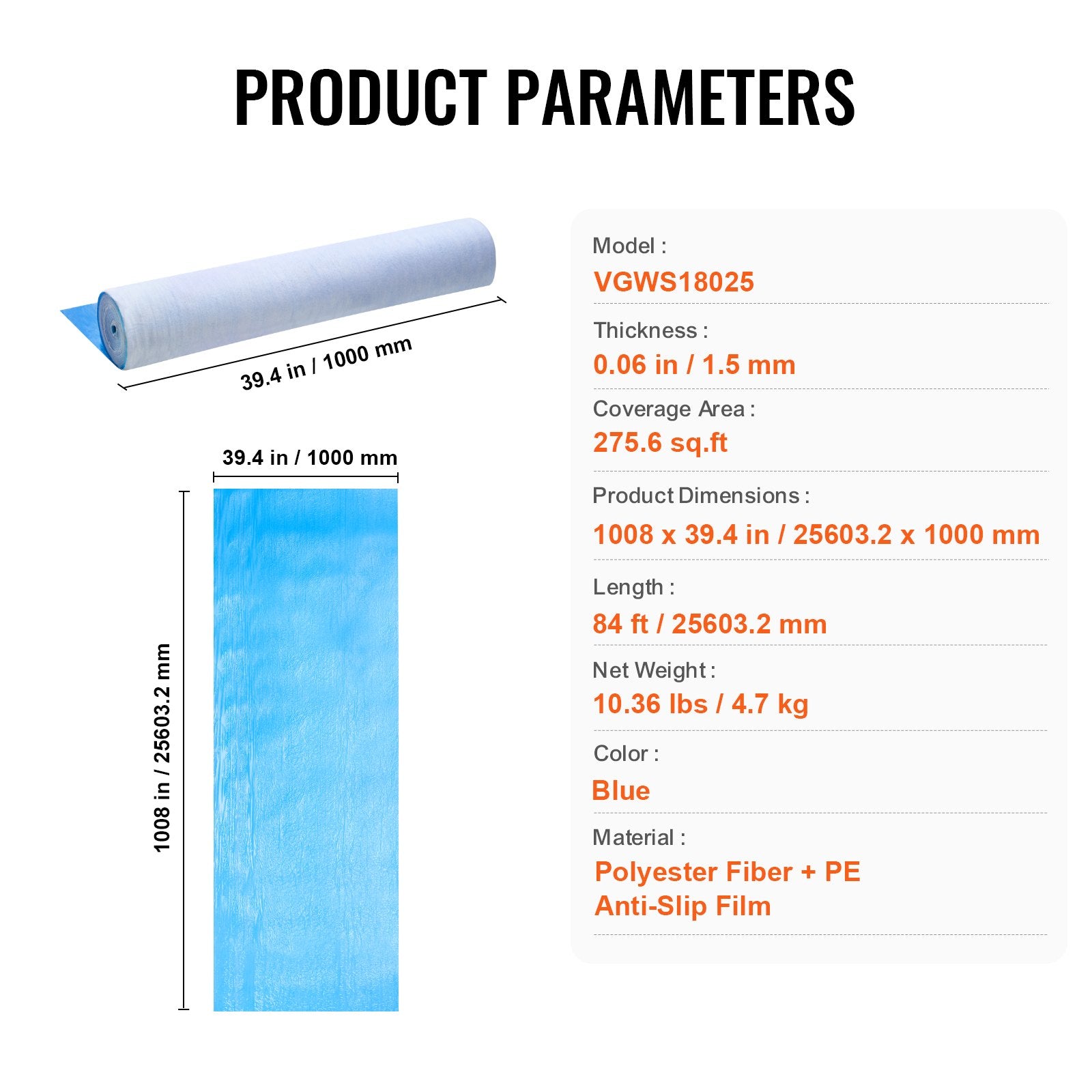 Carpet Protection Film 40 in x 84 ft Floor Surface Shield Blue