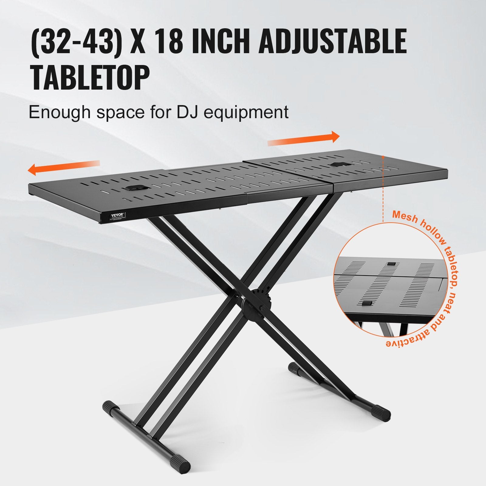 Portable Adjustable DJ Table Stand Foldable Steel Mesh Laptop Controller Booth