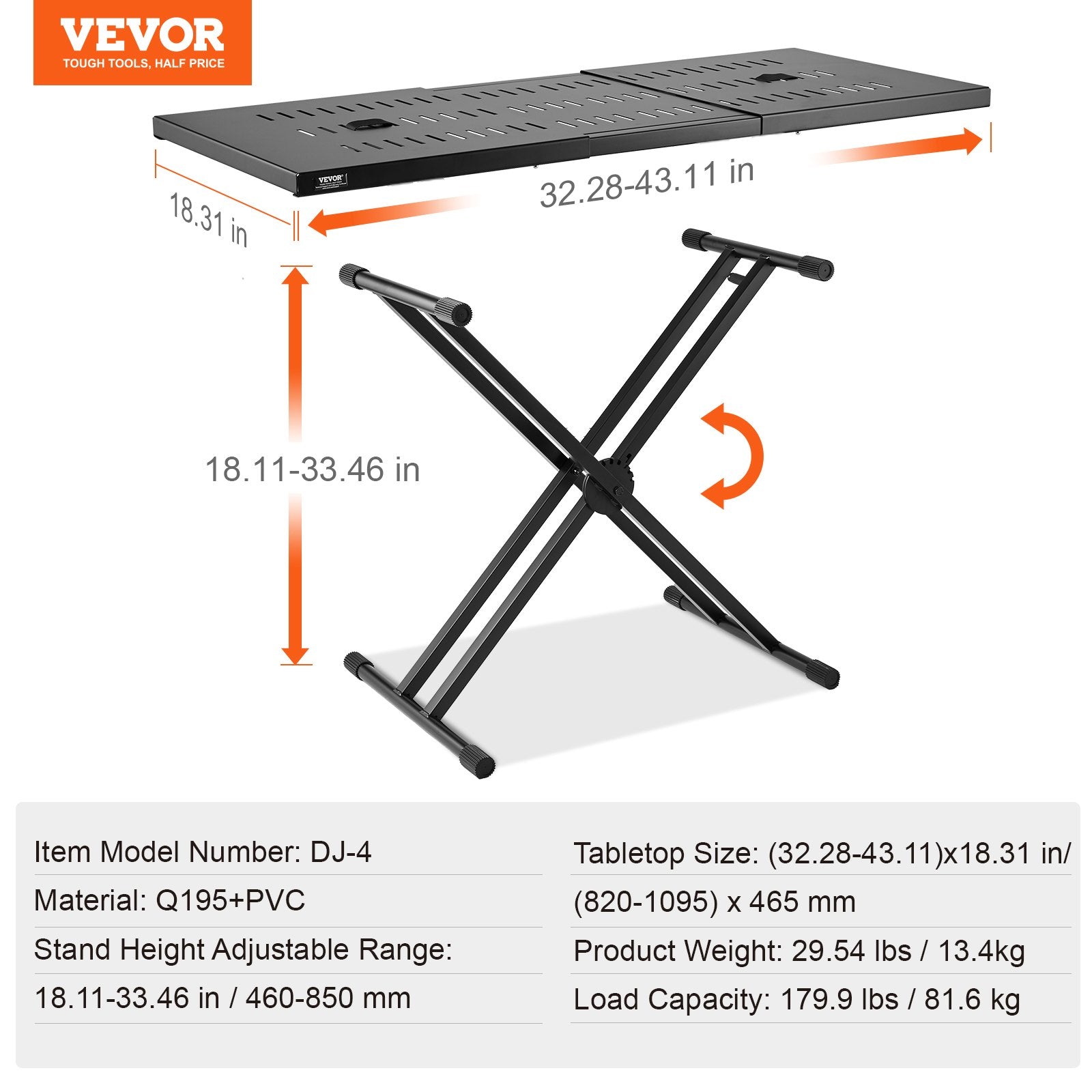 Portable Adjustable DJ Table Stand Foldable Steel Mesh Laptop Controller Booth
