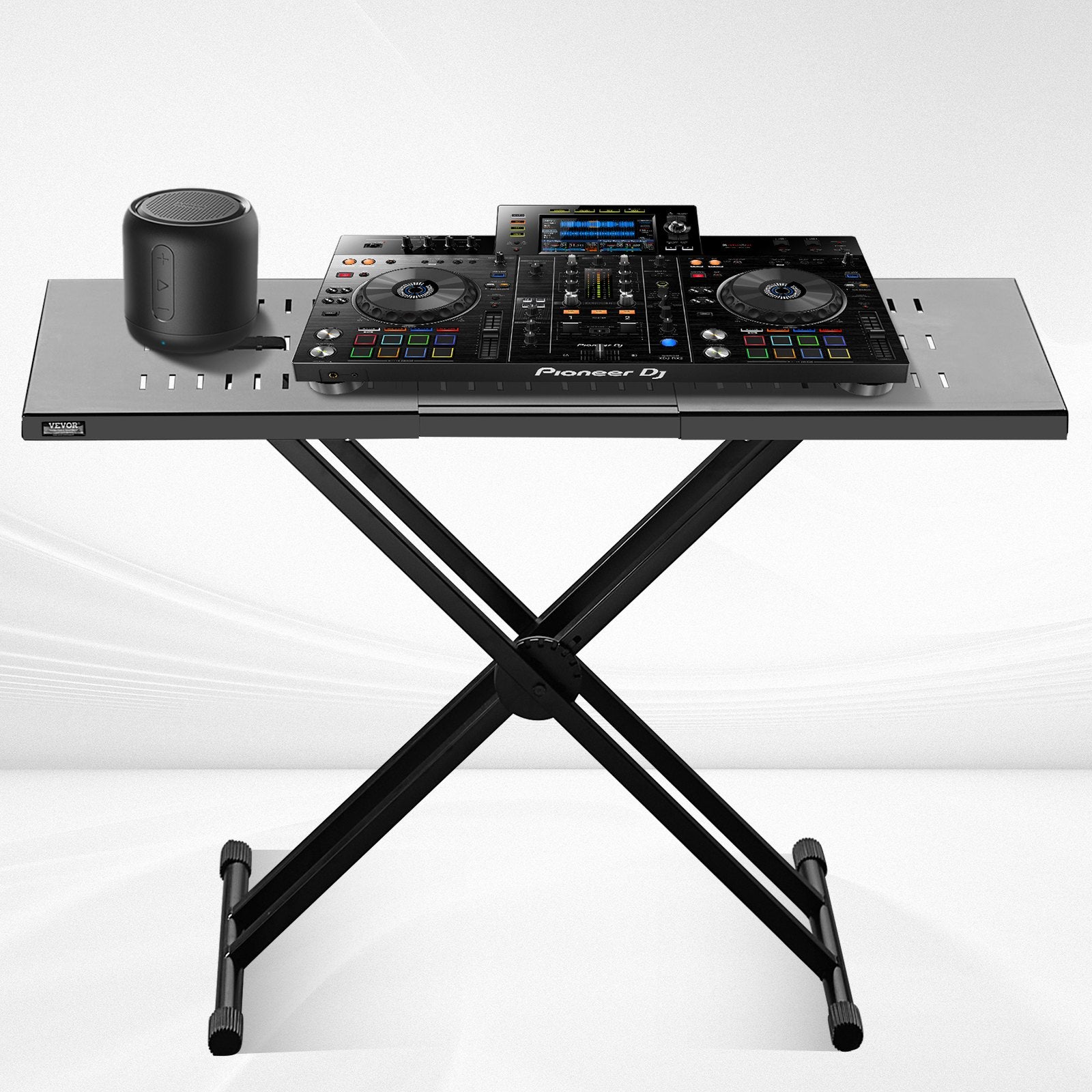Portable Adjustable DJ Table Stand Foldable Steel Mesh Laptop Controller Booth