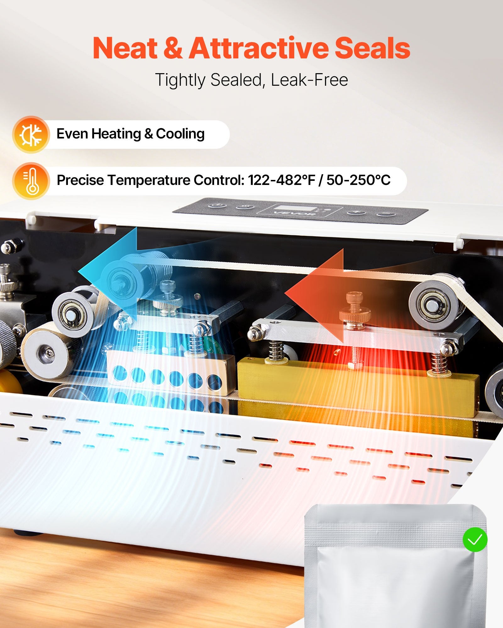 Continuous Sealing Machine 8-12mm Automatic Band Sealer Digital Temp Control