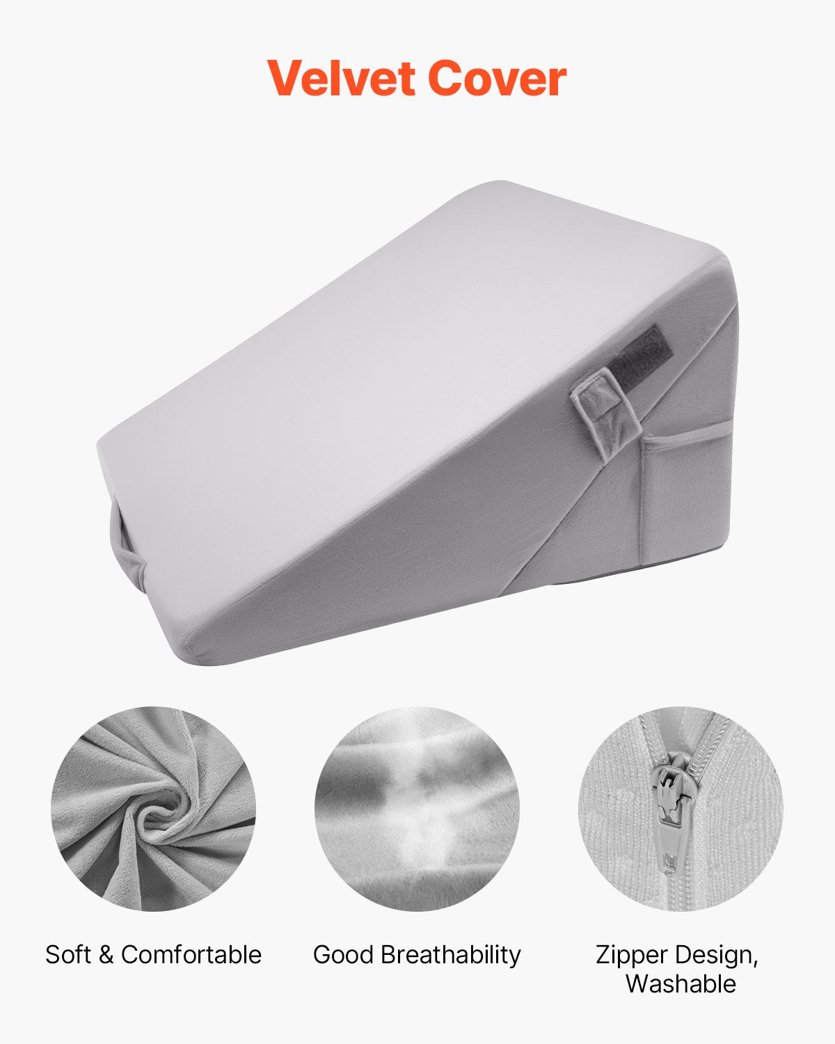 Bed Wedge Pillow Adjustable Orthopedic 25D Foam Post Surgery Acid Reflux Grey