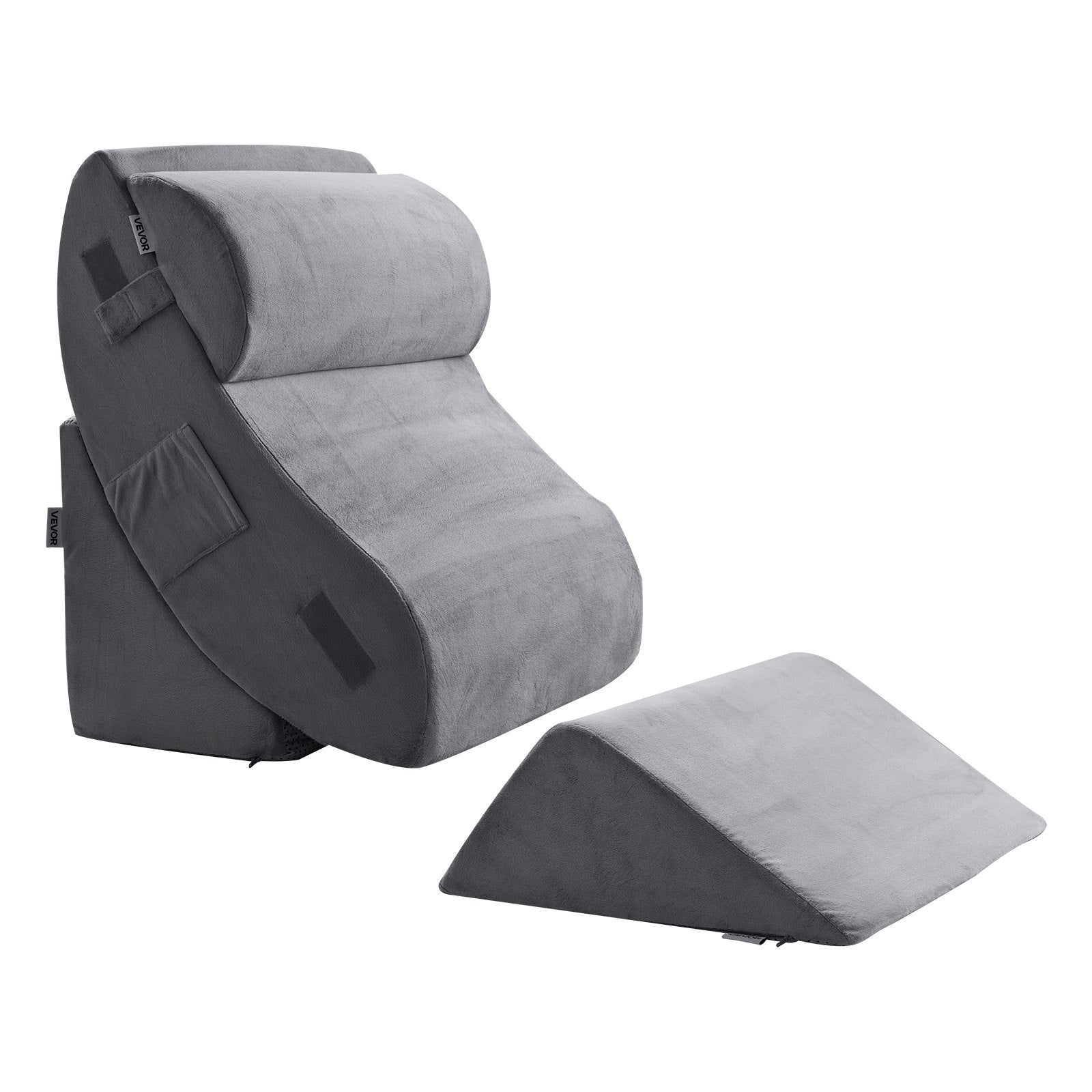 Wedge Pillow 4-Pcs Adjustable Orthopedic Bed Wedge Set for Back Pain Dark Grey