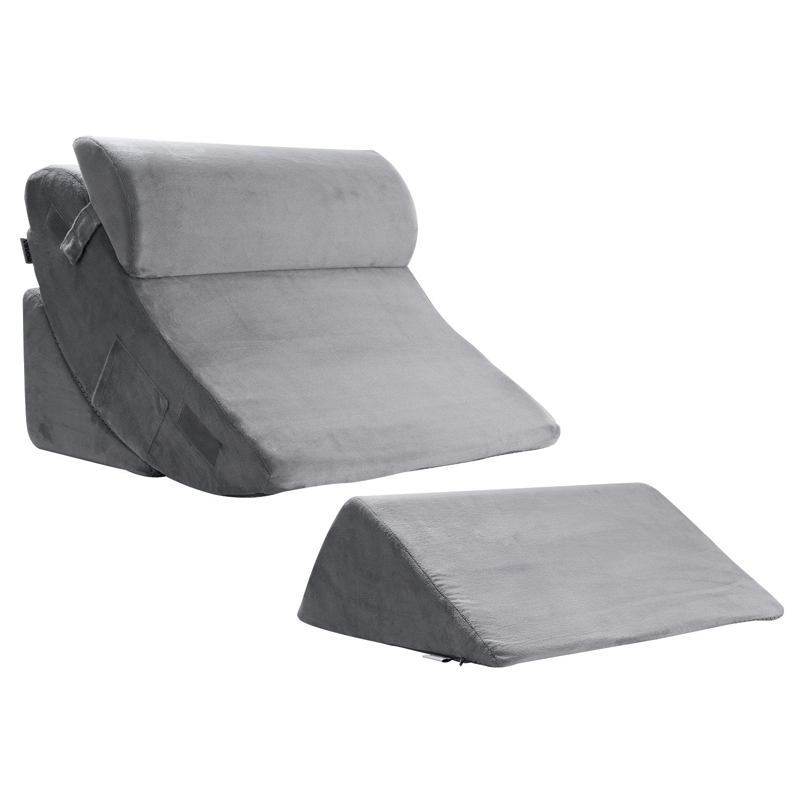 Wedge Pillow 4-Pcs Adjustable Orthopedic Bed Wedge Set for Back Pain Dark Grey