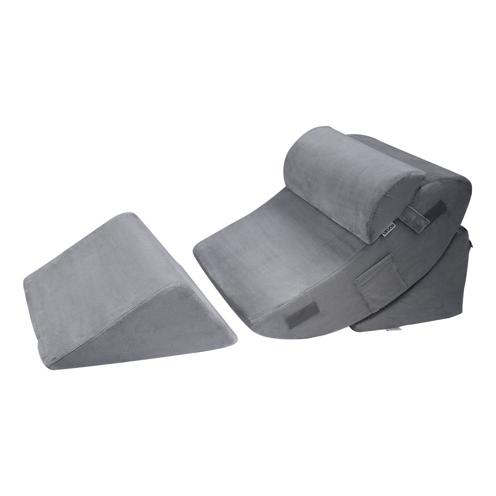 Wedge Pillow 4-Pcs Adjustable Orthopedic Bed Wedge Set for Back Pain Dark Grey