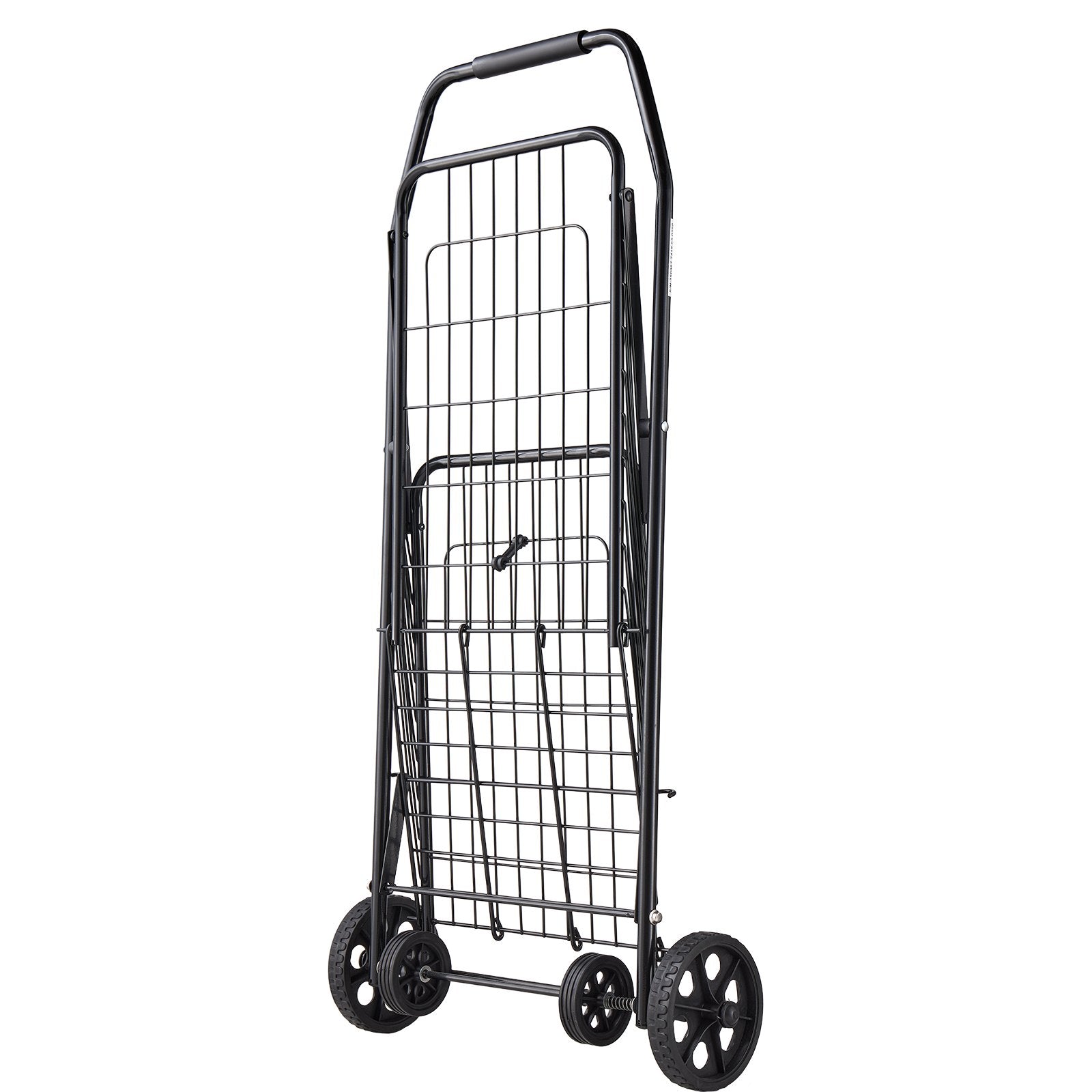Folding Grocery Utility Cart with Swivel Wheels, 40.8 kg Load Capacity, Black
