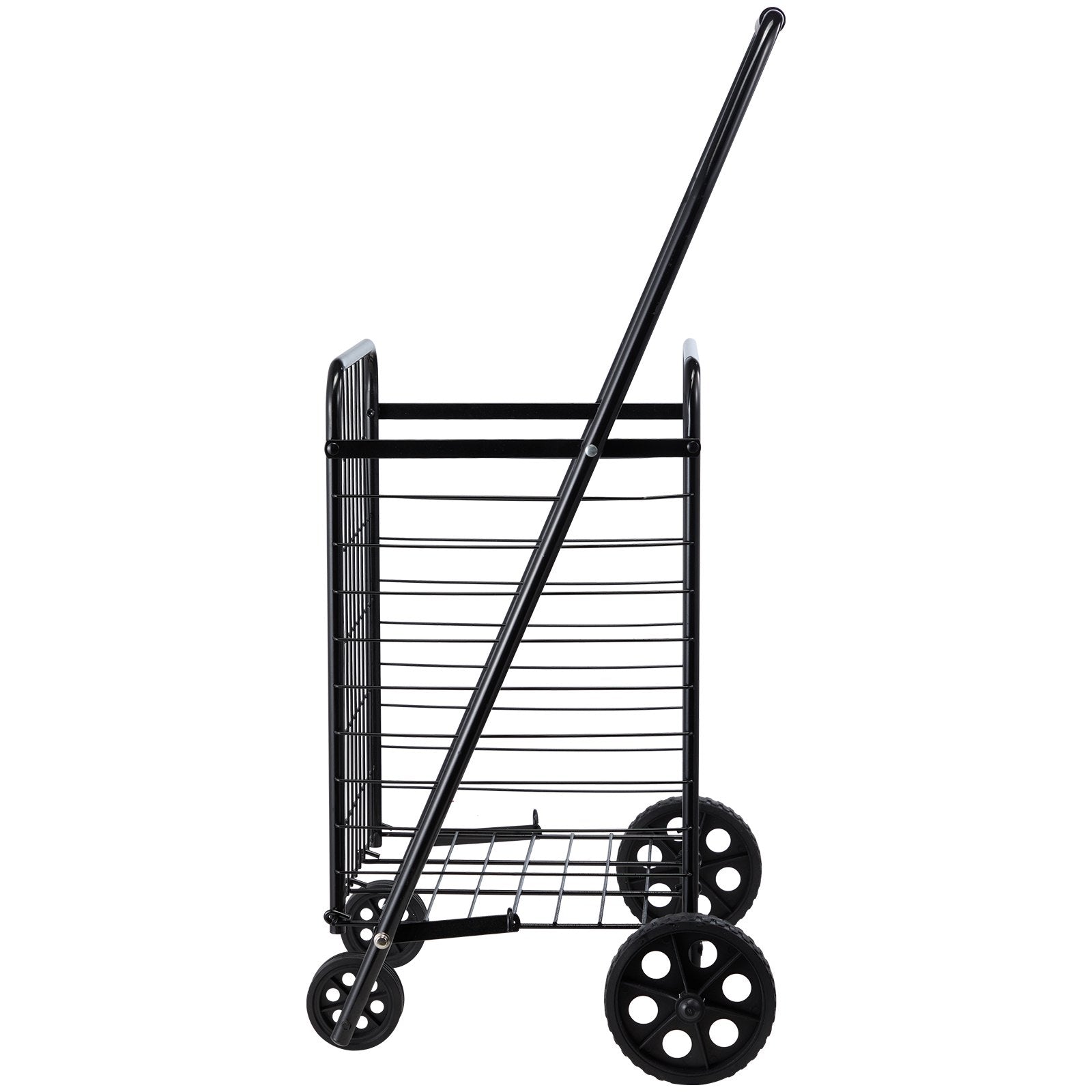 Folding Grocery Utility Cart with Swivel Wheels, 40.8 kg Load Capacity, Black
