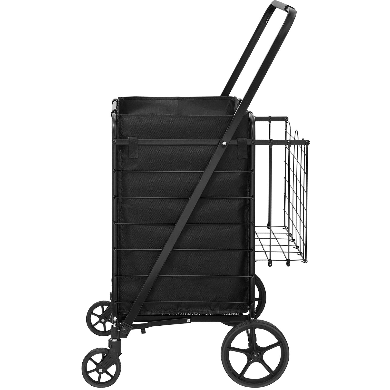 Folding Shopping Cart with Removable Liner 210LBS Large Capacity Dual Basket