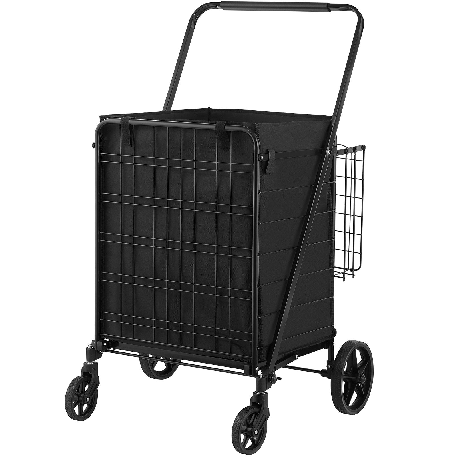 Folding Shopping Cart with Removable Liner 210LBS Large Capacity Dual Basket