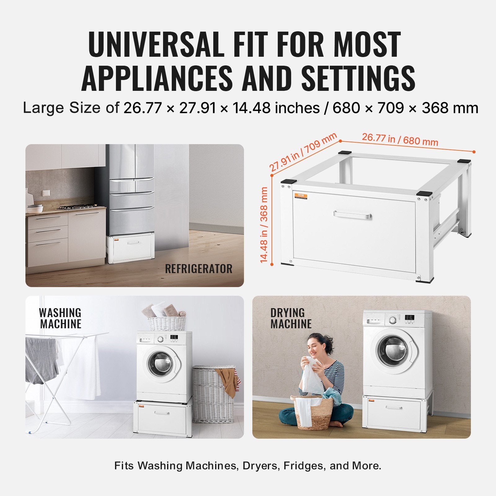 Laundry Pedestal 686x366mm Washer Dryer Base Stand 299kg Capacity Heavy Duty