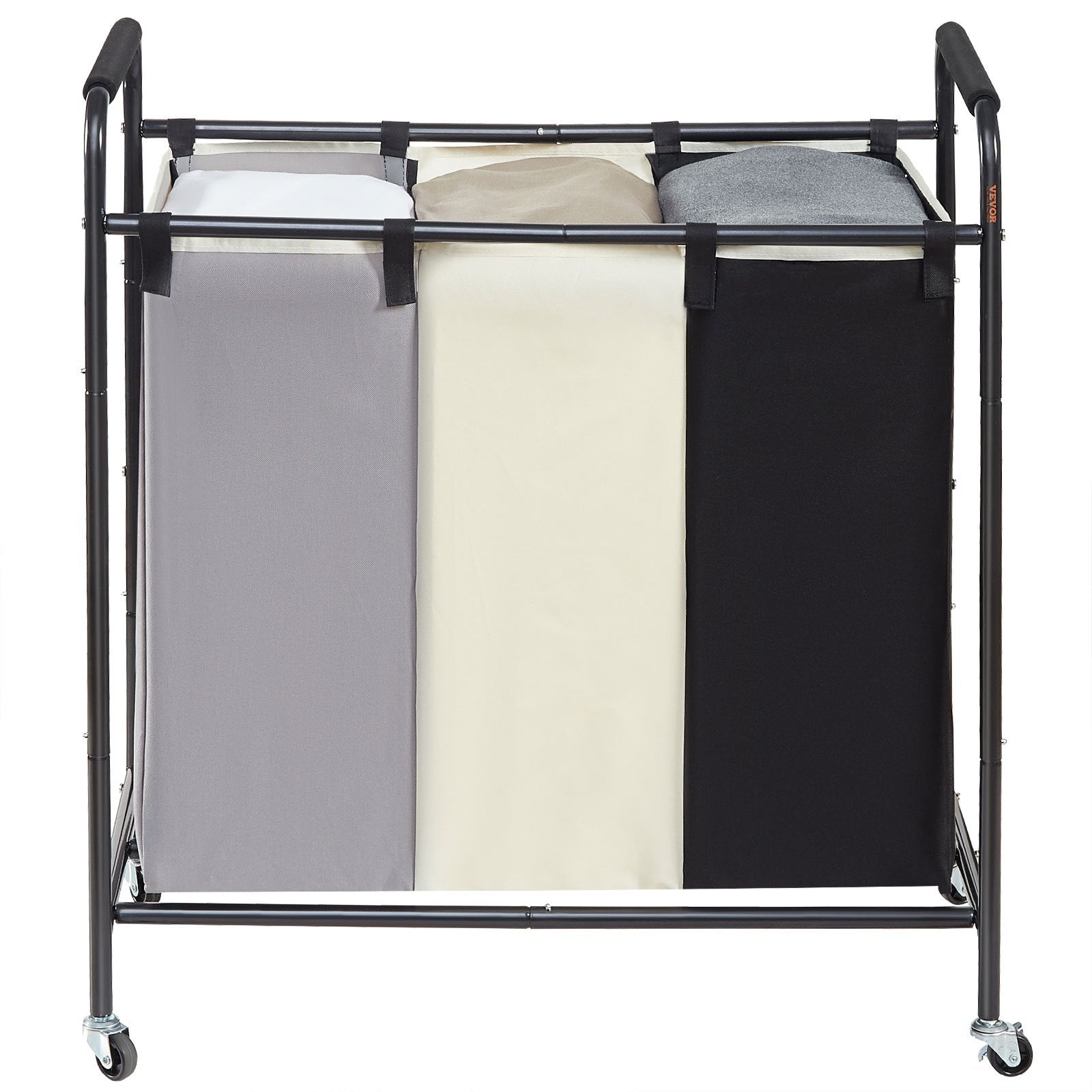 Laundry Basket 3-Section Heavy Duty Hamper Storage Organizer Lockable Wheels