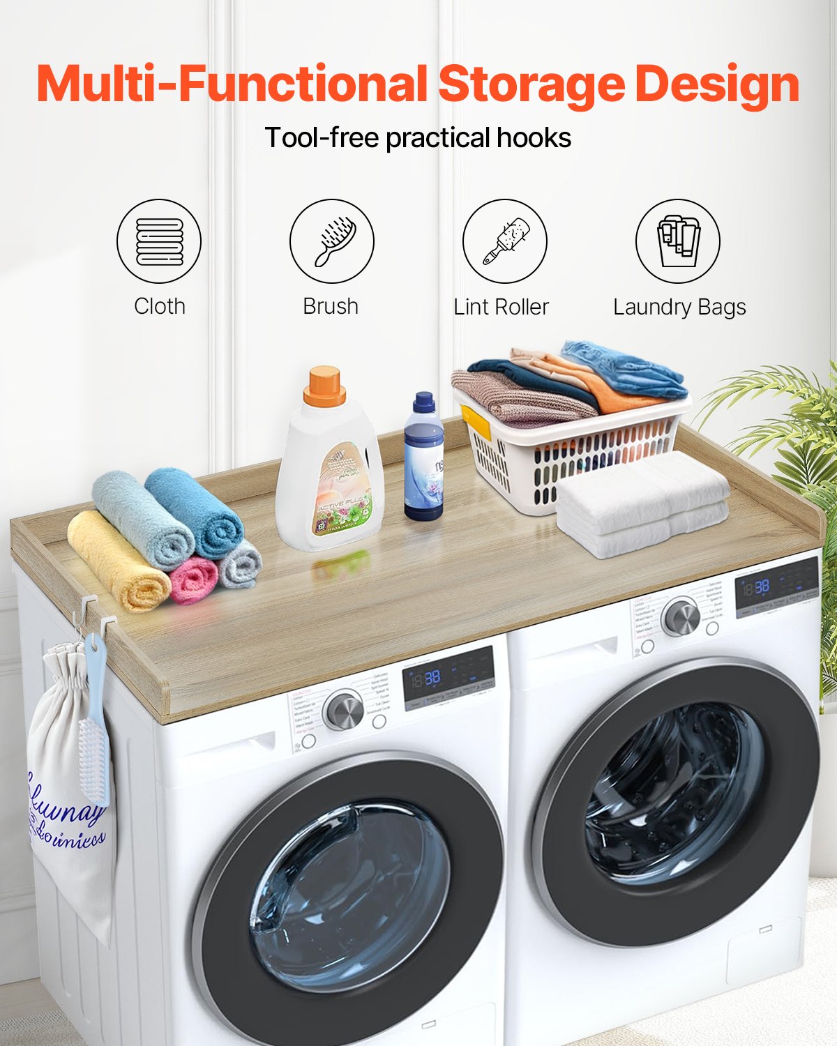 Washer Dryer Countertop 137x70x6.9 cm Water-Resistant Topper Oak