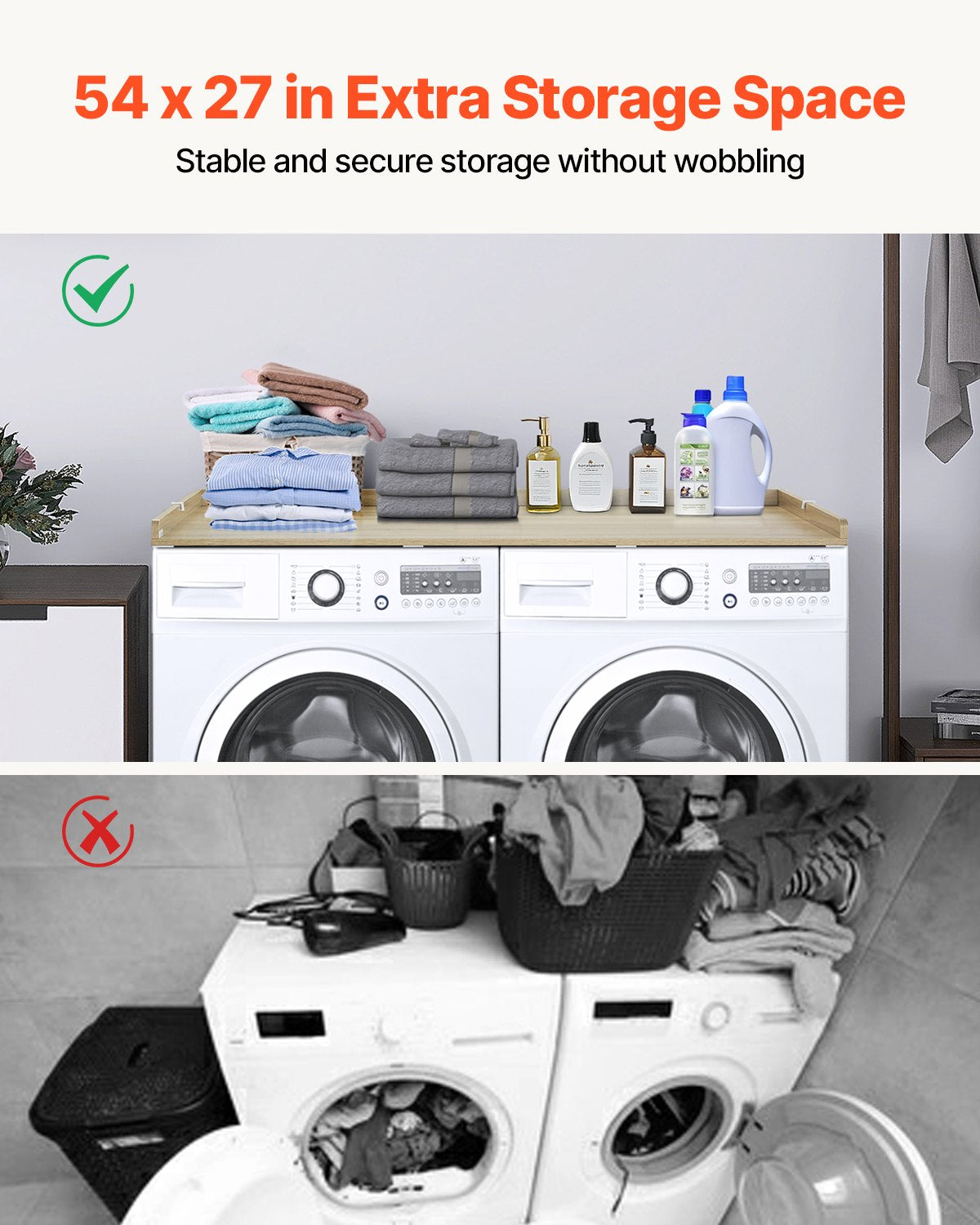 Washer Dryer Countertop 137x70x6.9 cm Water-Resistant Topper Oak