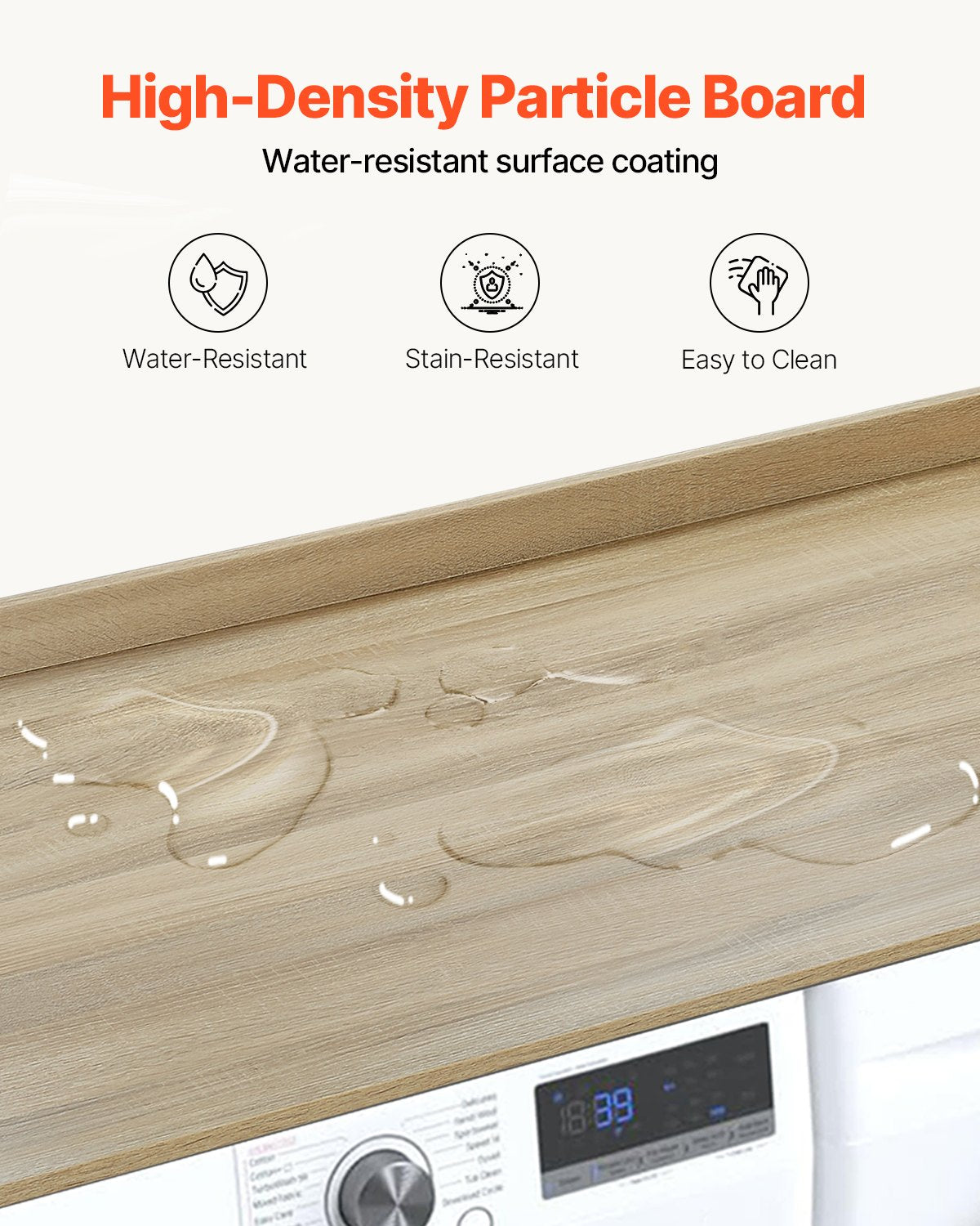 Washer Dryer Countertop 137x70x6.9 cm Water-Resistant Topper Oak
