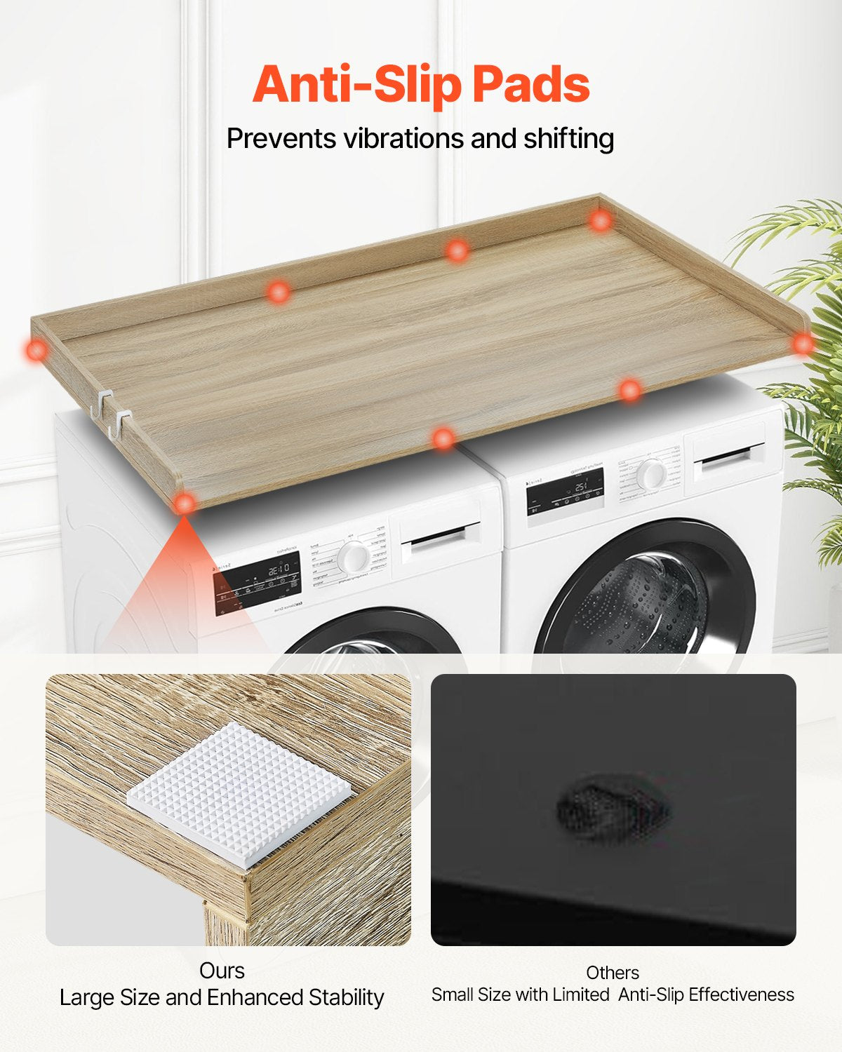 Washer Dryer Countertop 137x70x6.9 cm Water-Resistant Topper Oak