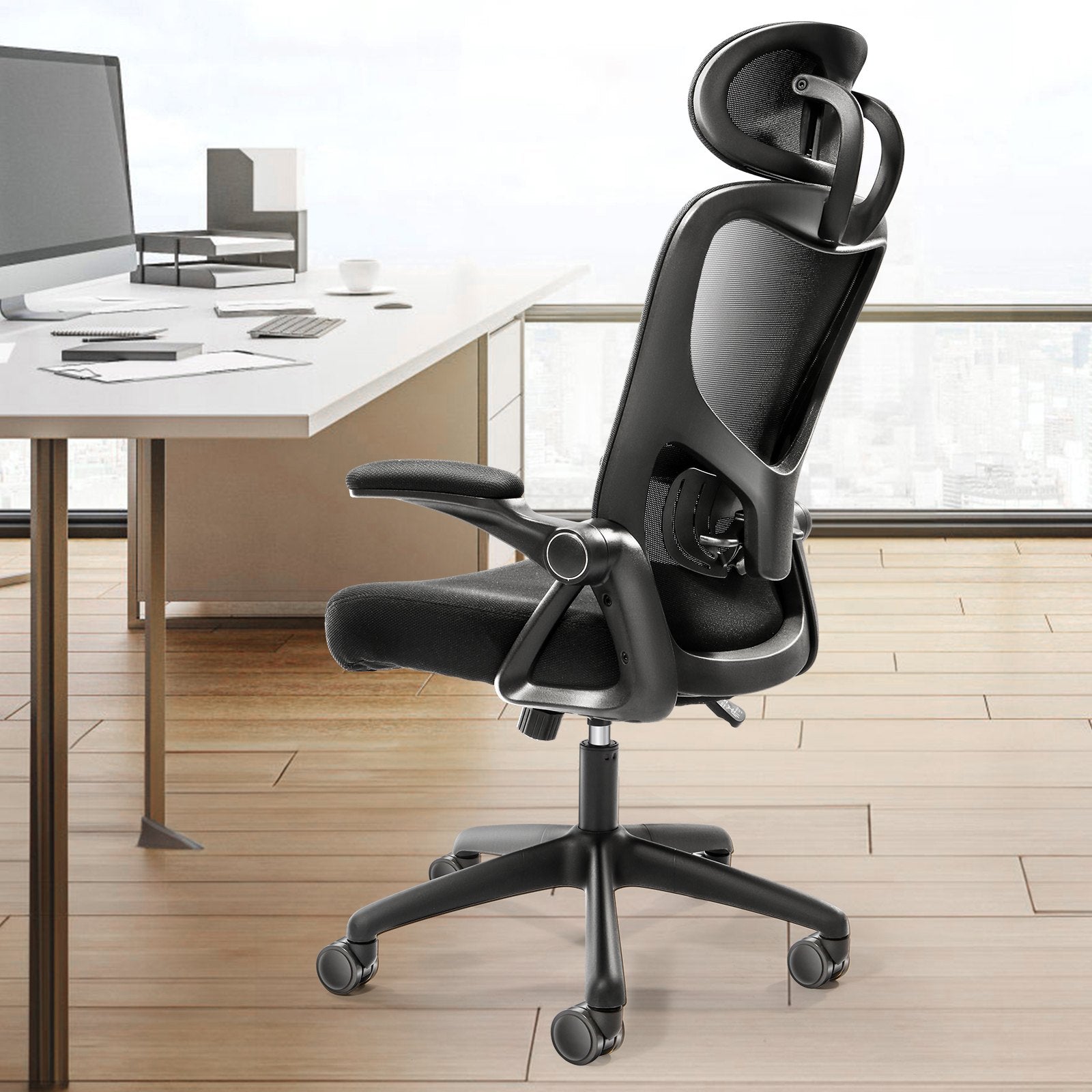 Office Chair Adjustable Lumbar Support High Back Ergonomic 2D Armrest