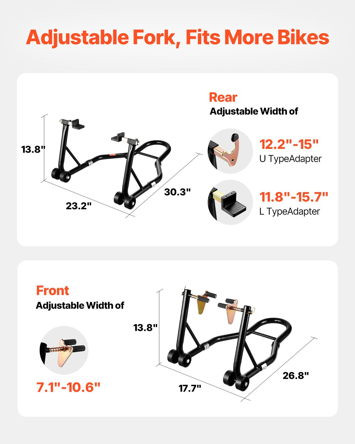 Motorcycle Stand Lift 1100lbs Front & Rear Combo Dual-Fork Swingarm Stand Black