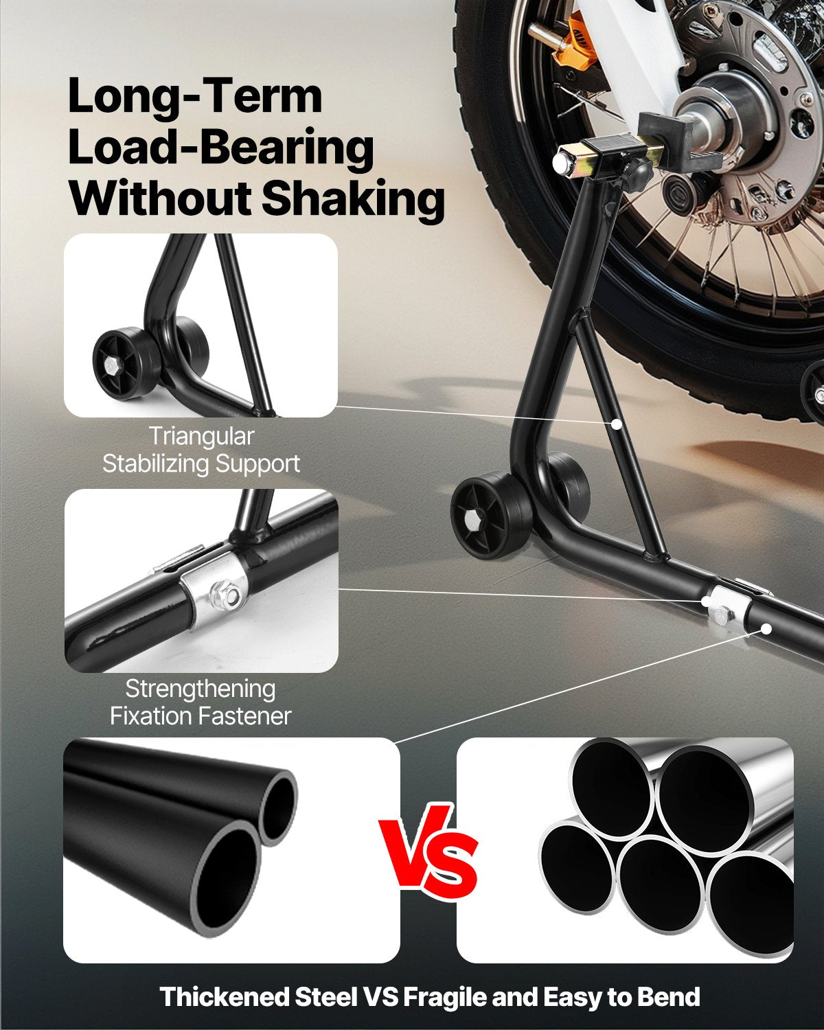 Motorcycle Stand Lift 1100lbs Front & Rear Combo Dual-Fork Swingarm Stand Black