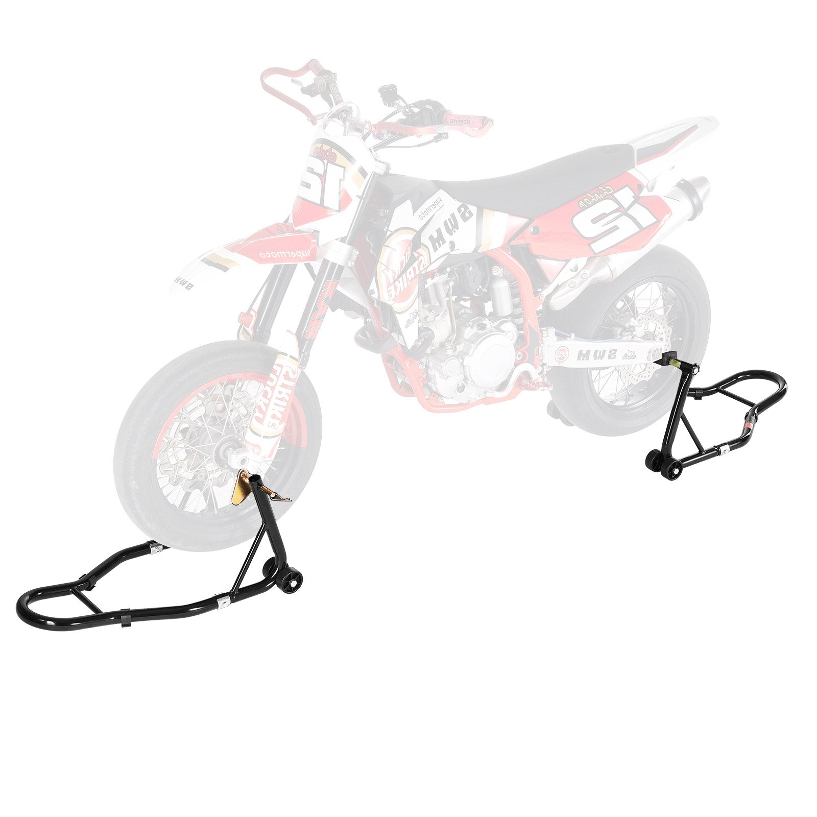Motorcycle Stand Lift 1100lbs Front & Rear Combo Dual-Fork Swingarm Stand Black