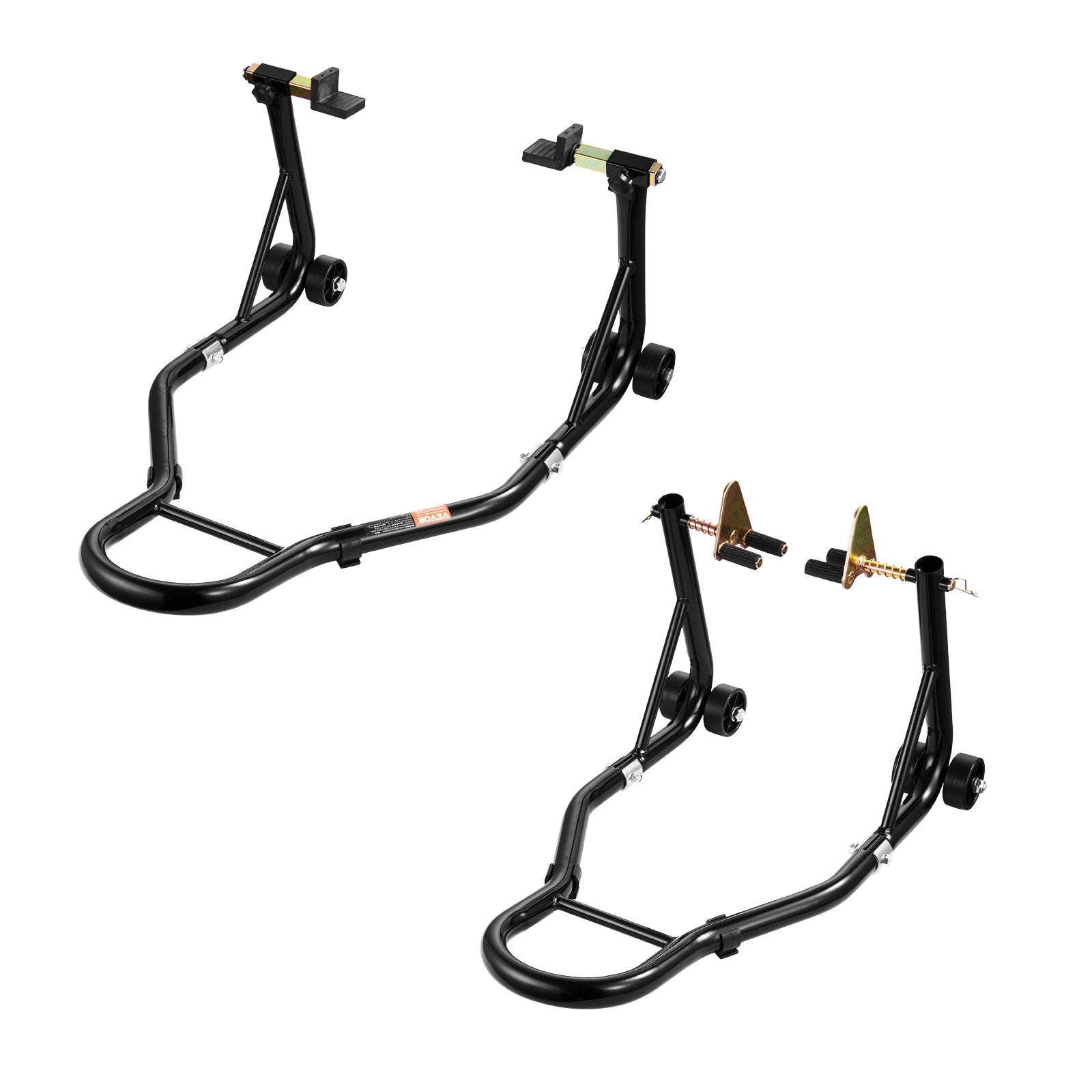 Motorcycle Stand Lift 1100lbs Front & Rear Combo Dual-Fork Swingarm Stand Black