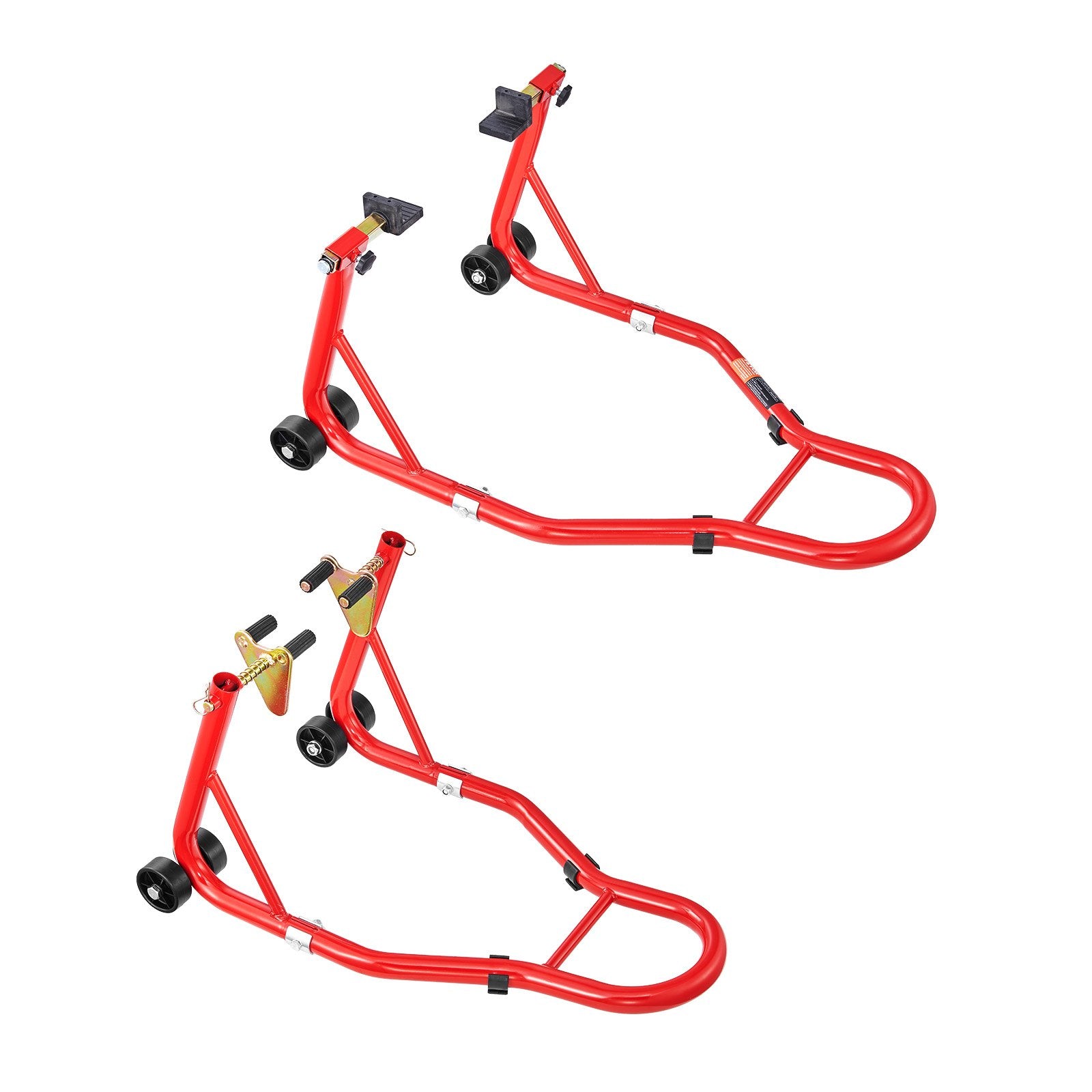 Motorcycle Stand Lift 850lbs Front Rear Combo Dual-Fork U+L Swingarm Spool Red