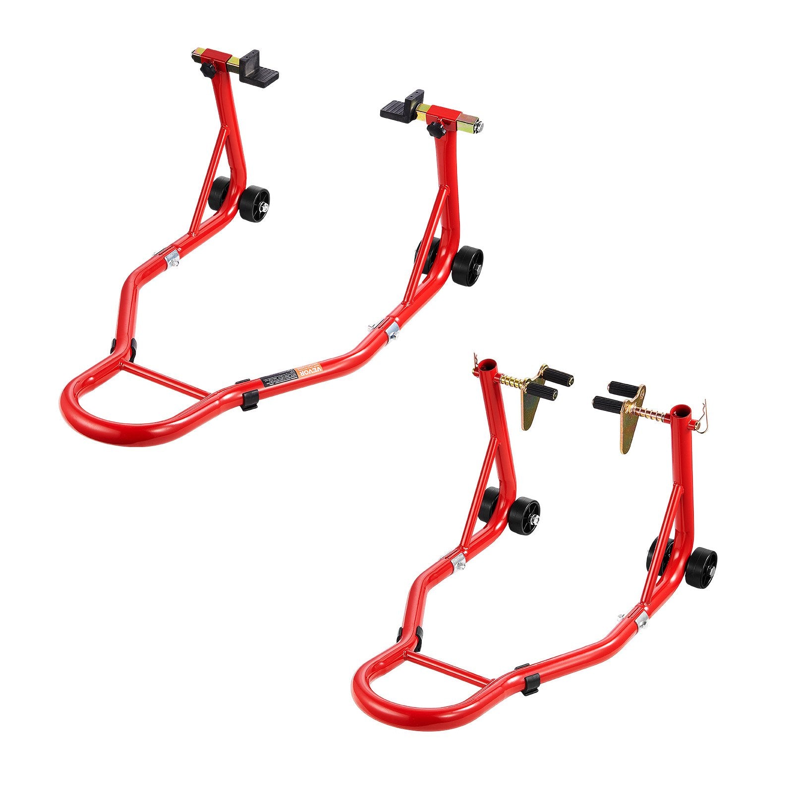 Motorcycle Stand Lift 850lbs Front Rear Combo Dual-Fork U+L Swingarm Spool Red
