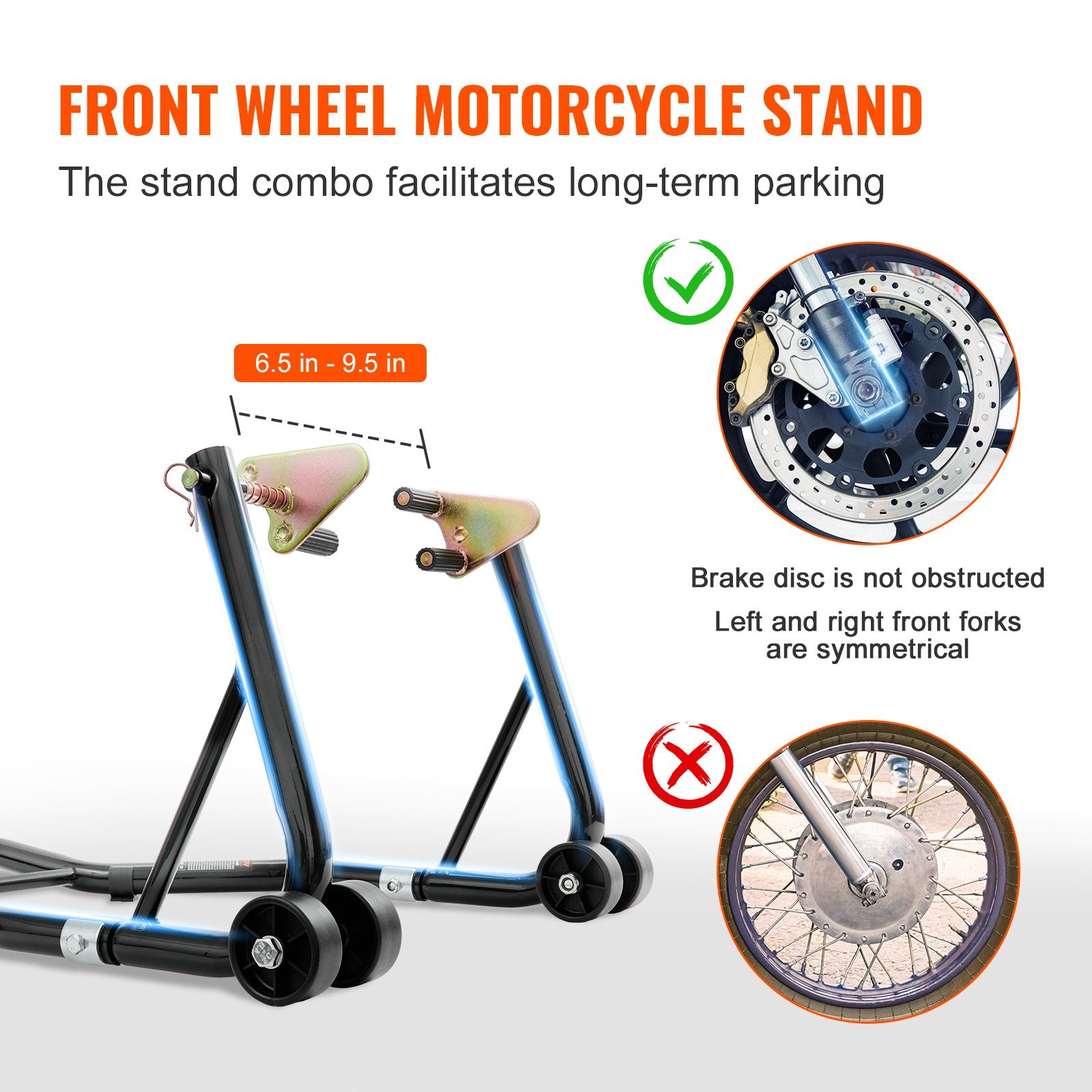 Motorcycle Stand Lift 0.39 Ton Front Rear Combo U+L Fork Swingarm Spool Black
