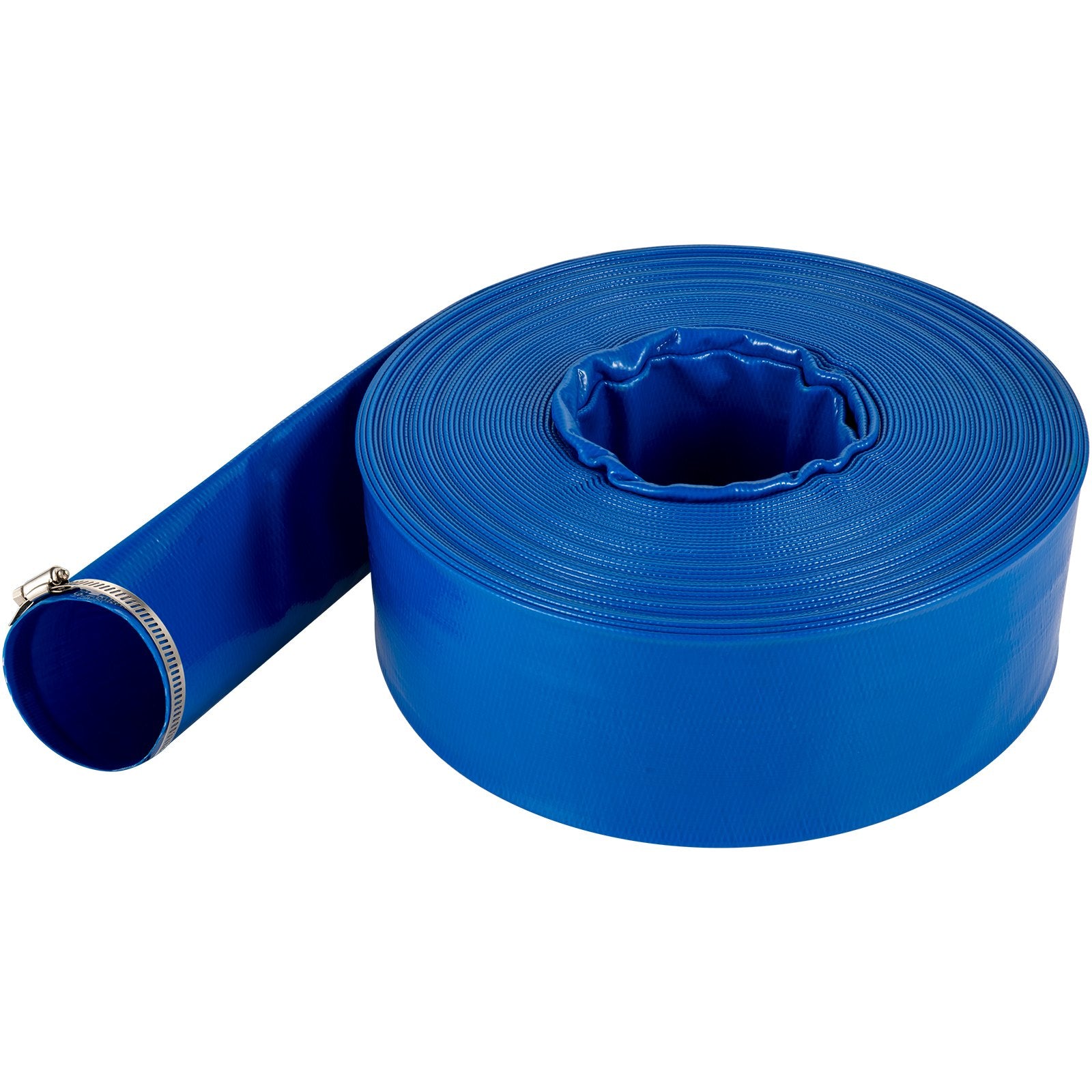 51mm x 32m PVC Lay Flat Discharge Hose Heavy Duty Backwash Drain Hose Blue