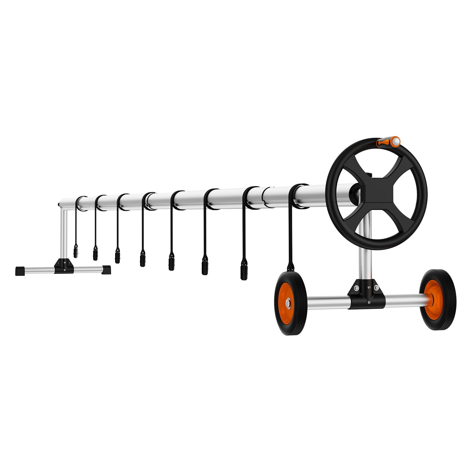 Pool Cover Reel Aluminum Solar 22ft with Rubber Wheels and Sandbags for Pools