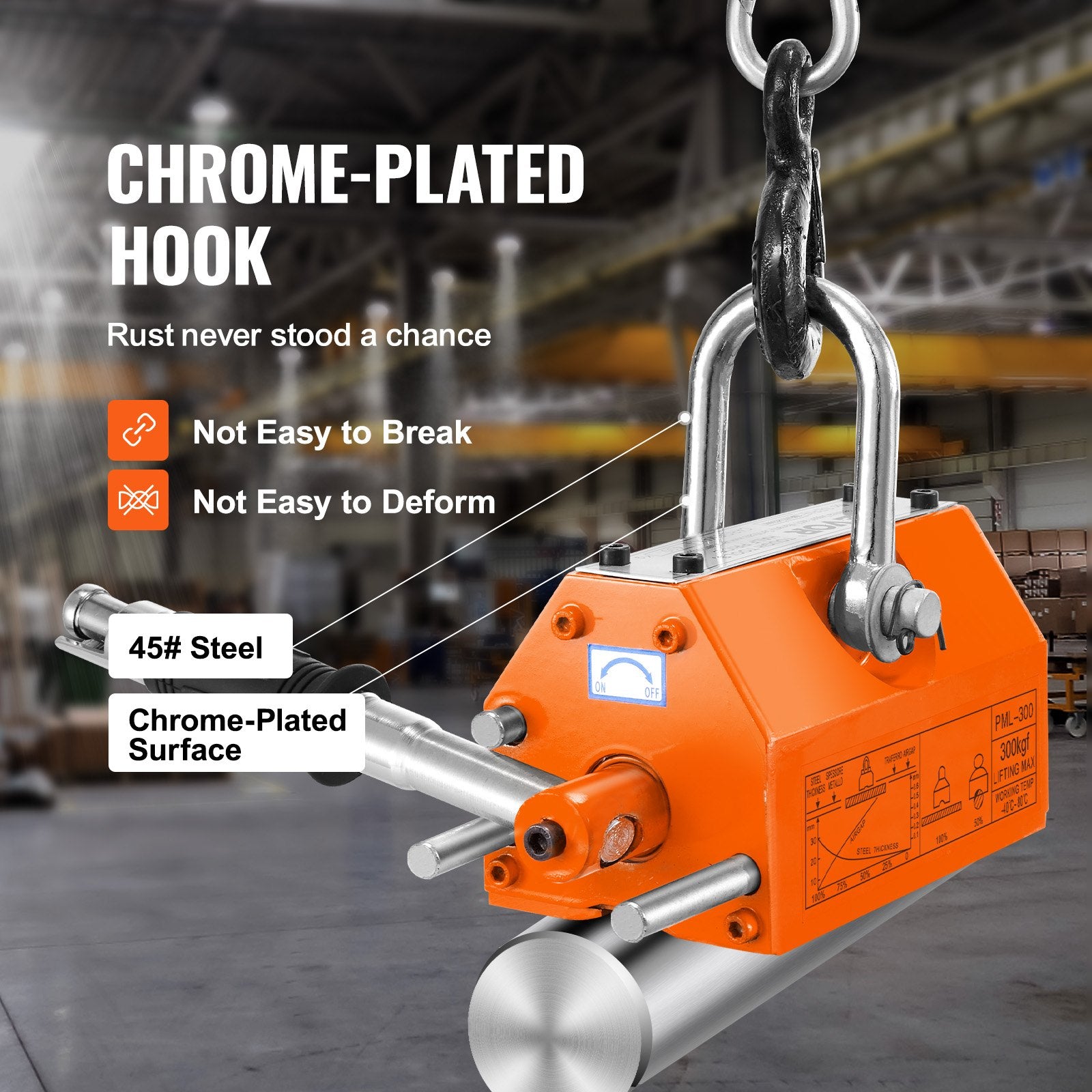 Magnetic Lifter 300KG 2.5 Safety Factor Neodymium Steel Permanent Lift Magnet