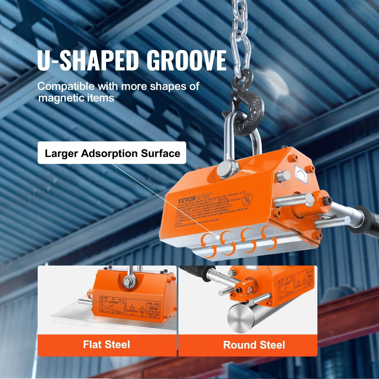 Magnetic Lifter 300KG 2.5 Safety Factor Neodymium Steel Permanent Lift Magnet