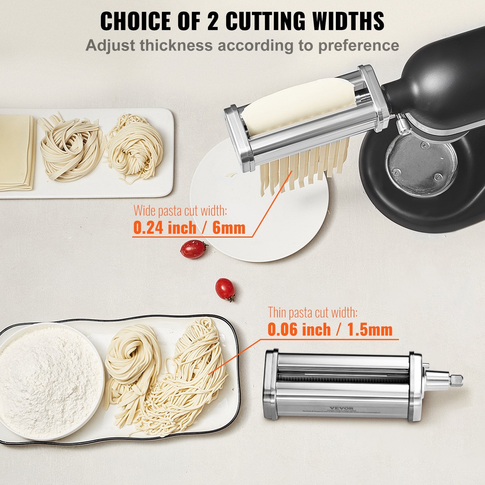 Pasta Attachment for KitchenAid Stand Mixer Stainless Steel Roller Cutter 3PCS